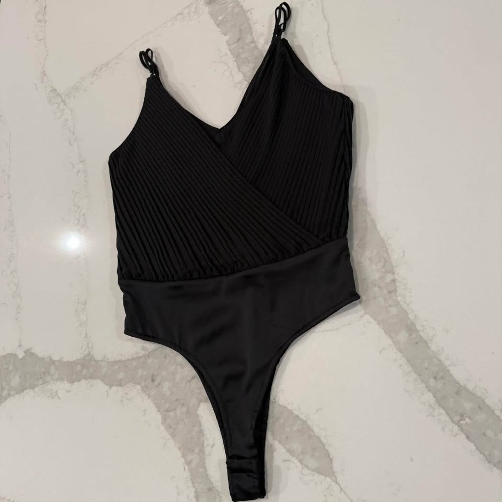 Zara Zara NWT Pleated Draped Plunge Bodysuit Womens XS Black Size XS / US 0-2 / IT 36-38 - 2 Thumbnail