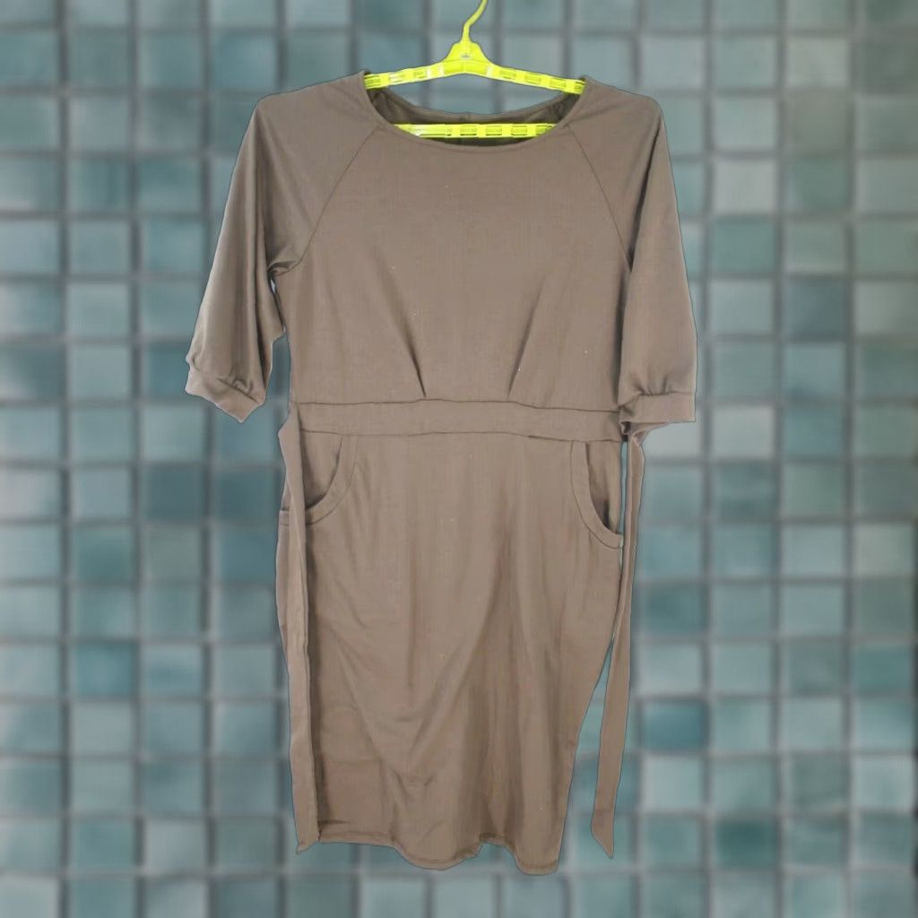 Vintage Vestidos Midi Wiggle Dress Women's Size XL Brown Chambray Pockets Casual Size L / US 10 / IT 46 - 1 Thumbnail