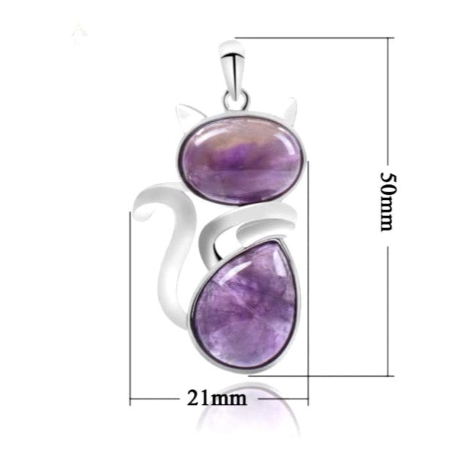 Other Natural Amethyst Cat Pendant - Large Gemstone Cat Charm Size ONE SIZE - 2 Thumbnail