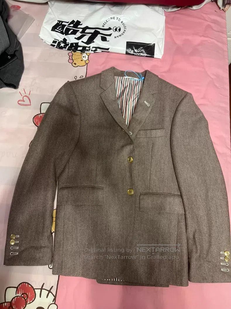 Thom Browne Thom Browne Pink and green striped casual jacket Size US S / EU 44-46 / 1 - 1 Thumbnail