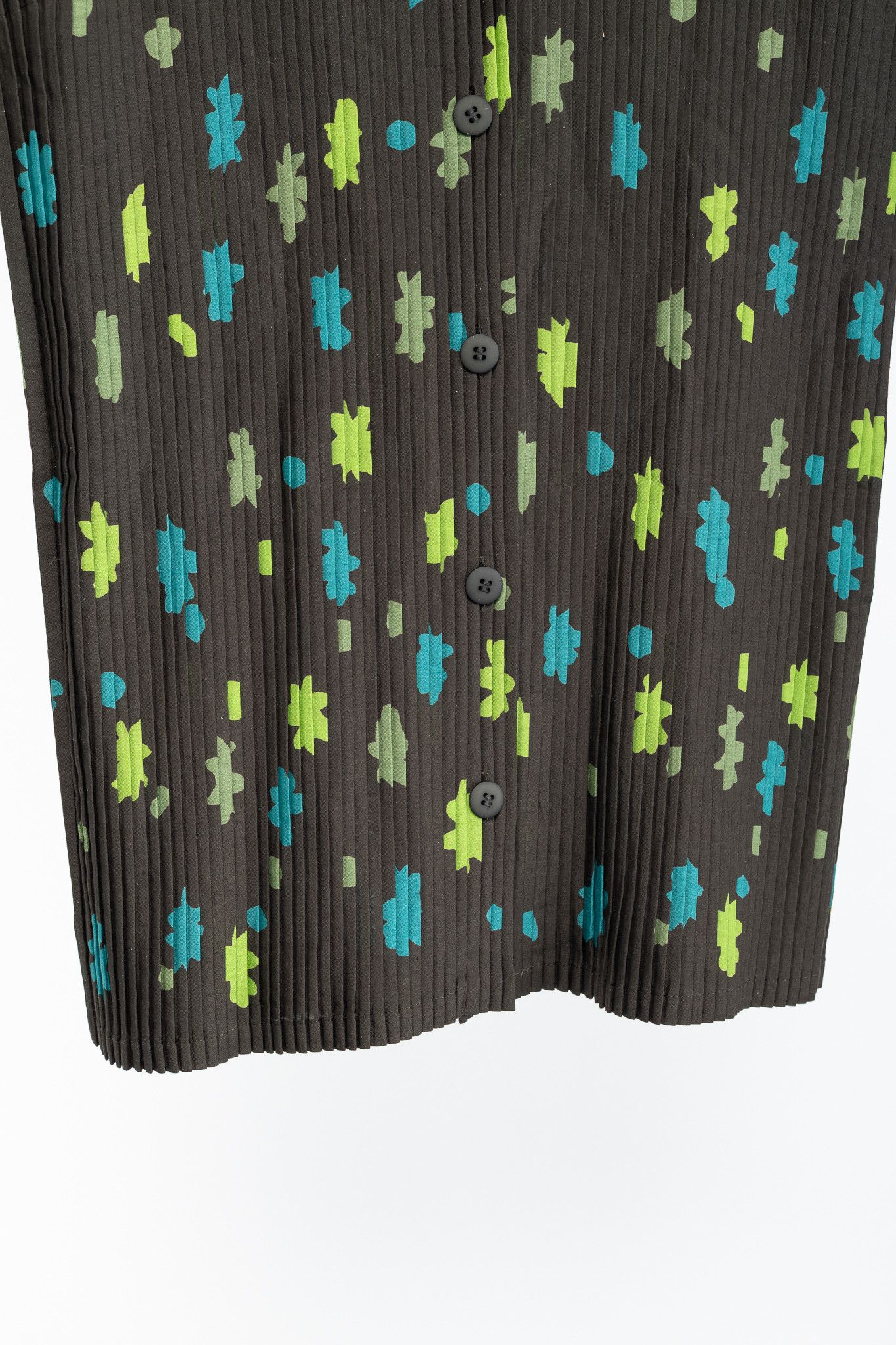 Issey Miyake Issey Miyake Green Floral Pleated Sleeveless Buttoned Top Size M / US 6-8 / IT 42-44 - 6 Thumbnail