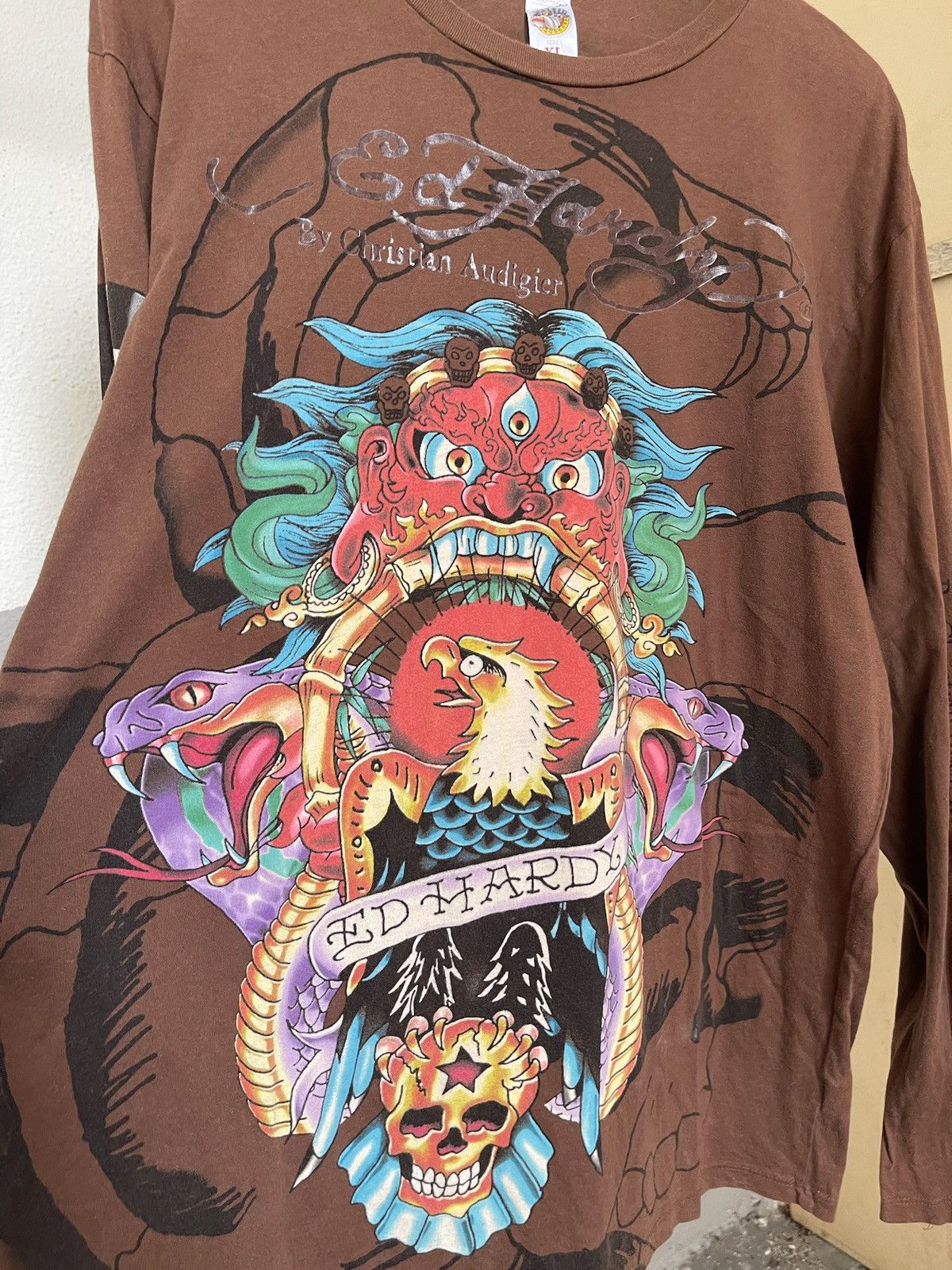 Ed Hardy × Japanese Brand Ed Hardy Longsleeve Tshirt Size US XL / EU 56 / 4 - 3 Thumbnail