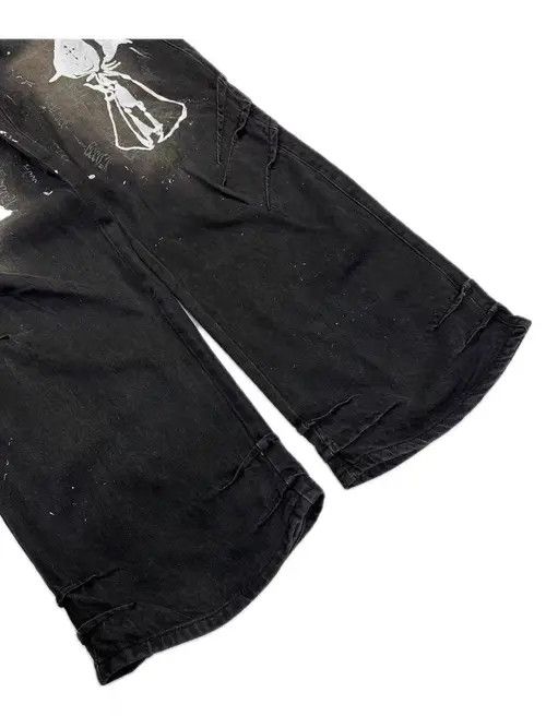 Jean Washed and Aged Frayed Print Street Y2K Jeans Size US 32 / EU 48 - 8 Thumbnail