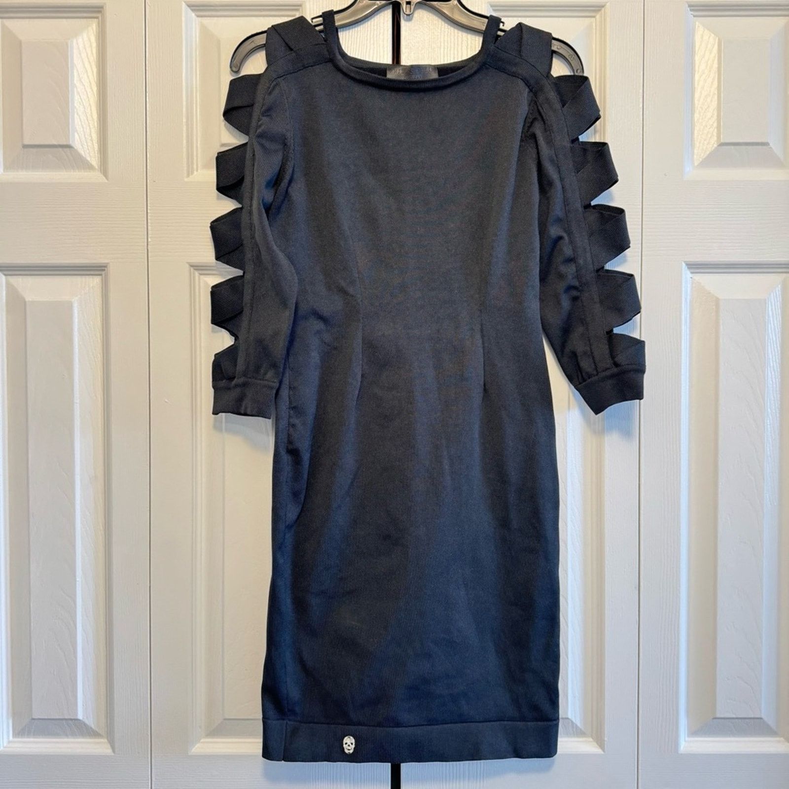 Philipp Plein Black Cold Shoulder Dress, Size XS