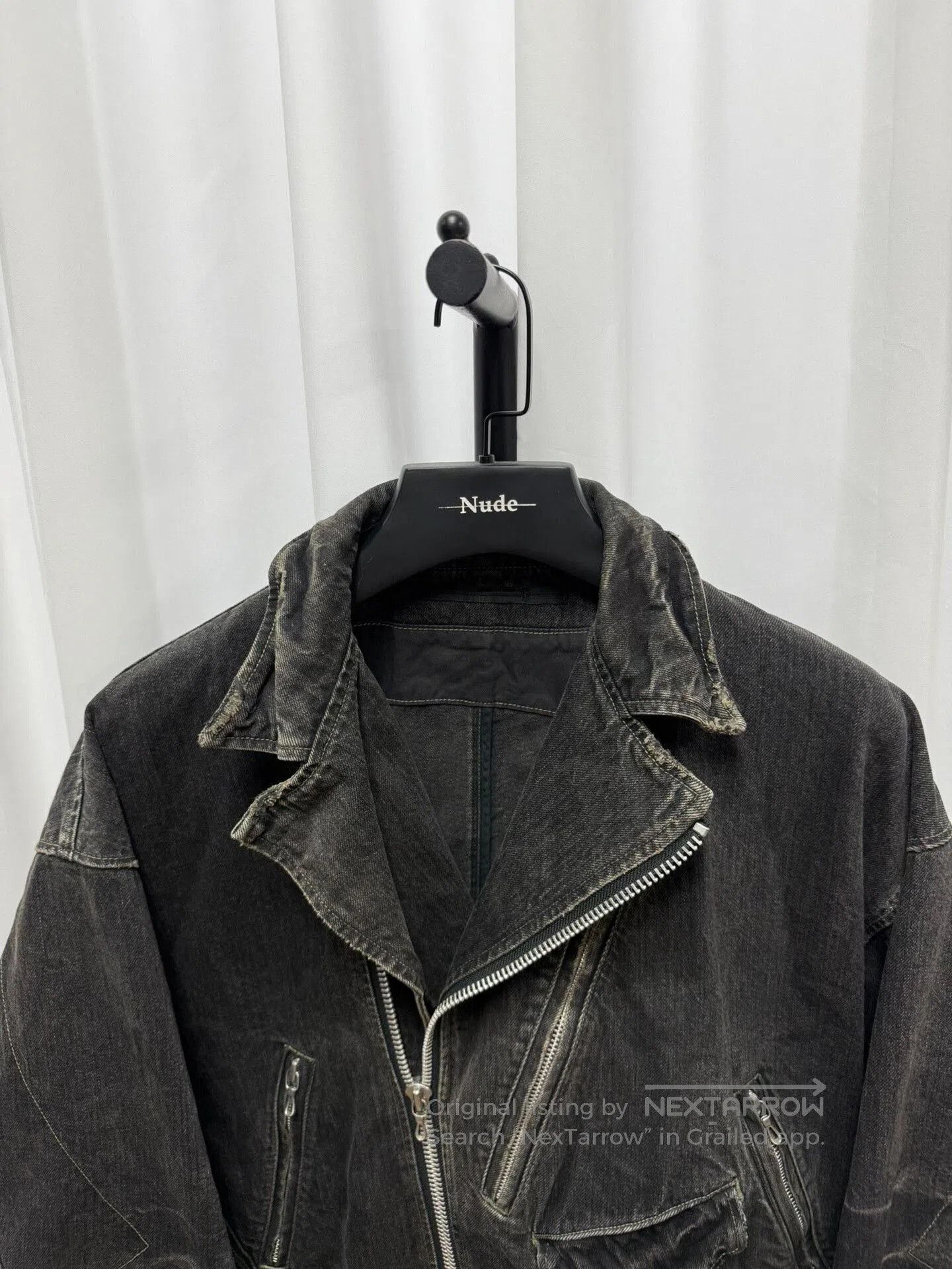 Japanese Brand distressed washed black denim jacket. Size US XL / EU 56 / 4 - 3 Thumbnail