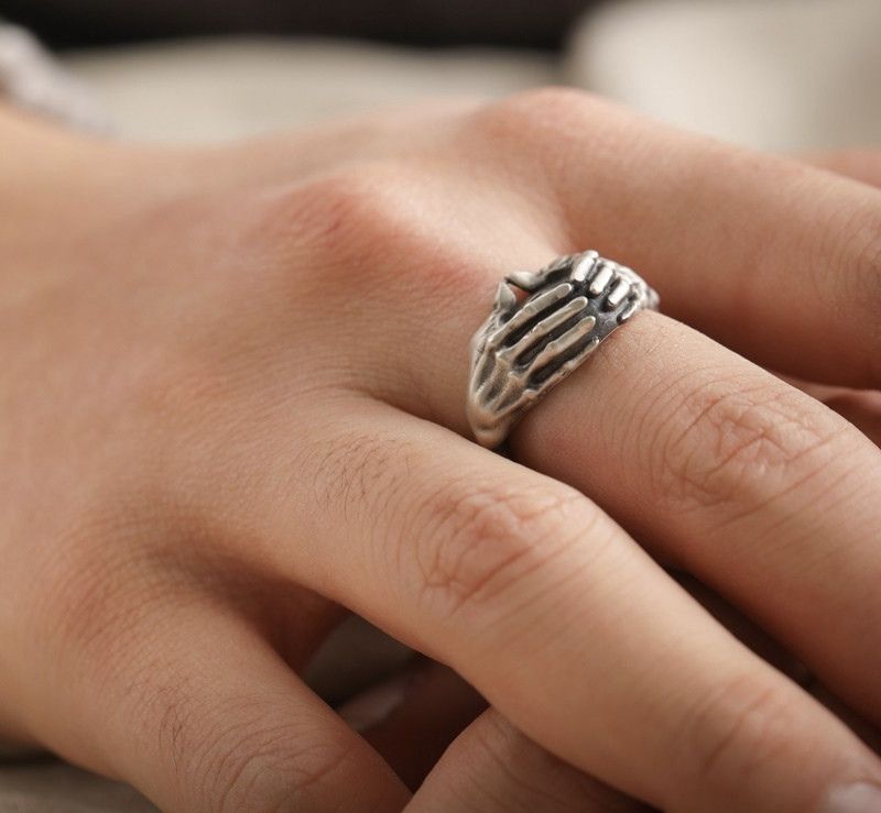 Sterling Silver × Vintage Resizable 925 Sterling Silver Hand Eye Ring Size ONE SIZE - 5 Thumbnail