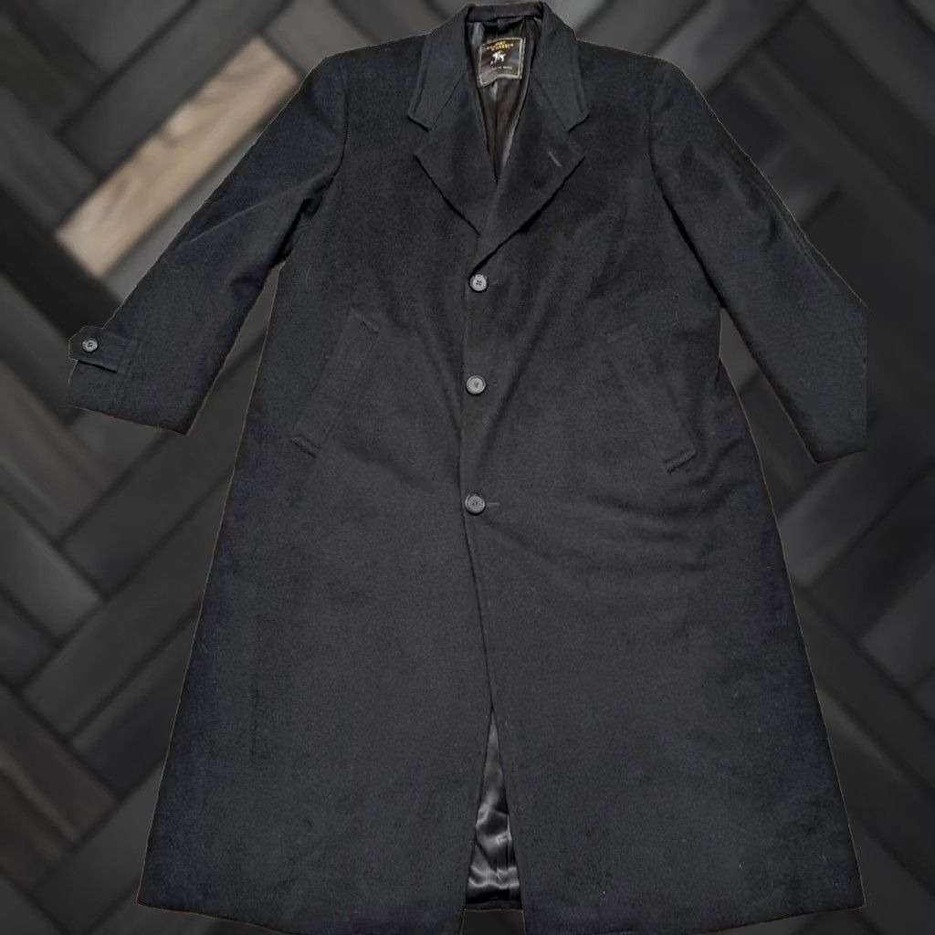 Hart Schaffner Marx VINTAGE Hart Schaffner Marx overcoat Men 2XL Wool Virgin Wool Black Coat 48 Long 1940s 50s 60s Mens Size US XXL / EU 58 / 5 - 1 Thumbnail