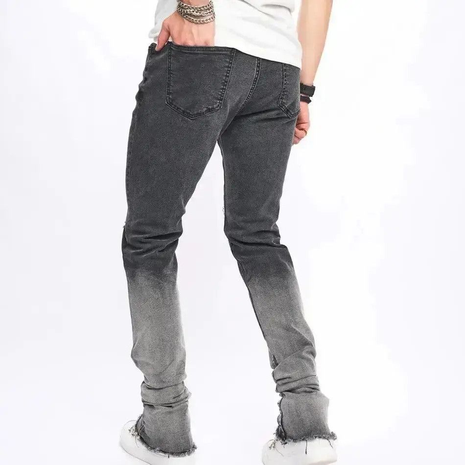 Japanese Brand Holes Slim Stretch Ripped Distressed Micro flared Denim Pant Size US 32 / EU 48 - 5 Thumbnail