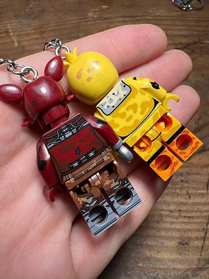 Cartoon Network FNAF Foxy Chica minifigure keychain custom handmade Size ONE SIZE - 7 Thumbnail