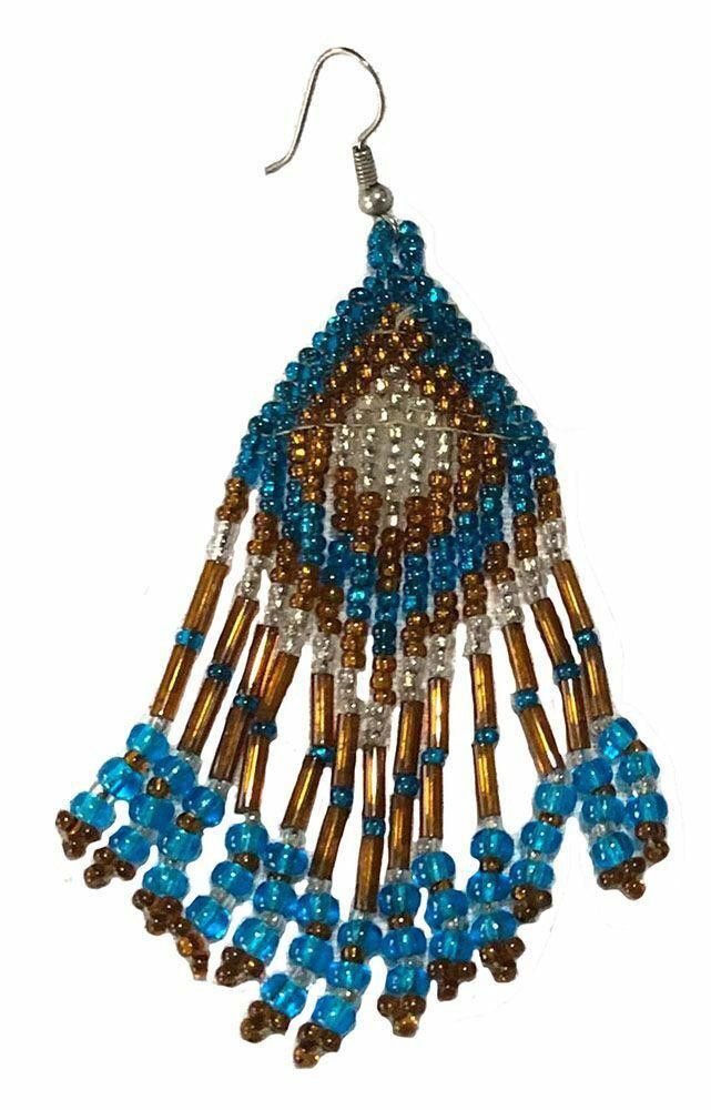 Designer New Blue Brown And White Glass Shakira Earrings Size ONE SIZE - 3 Thumbnail