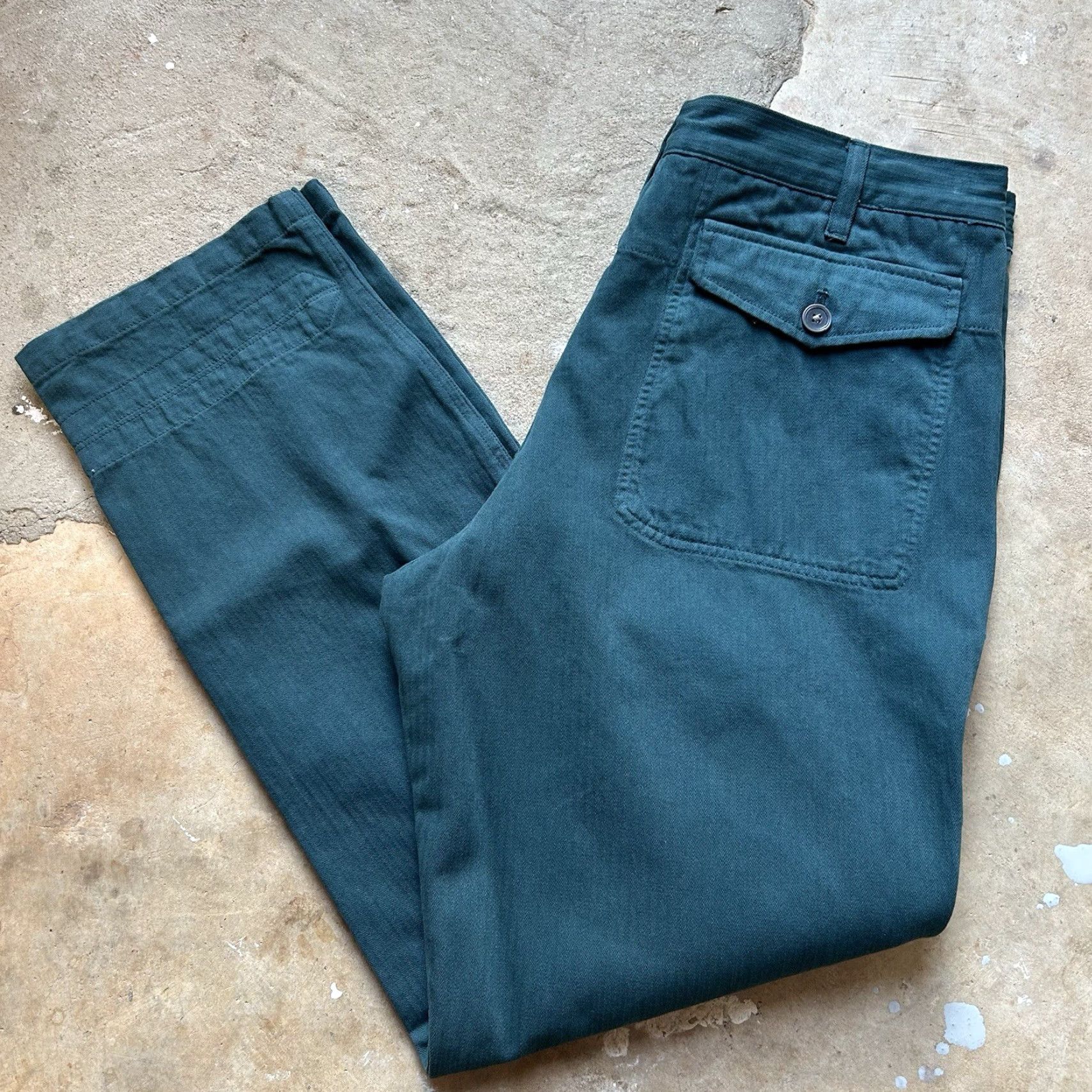 CO VINTAGE Guideboat Co Green Cotton Chino Pants Straight Leg 34x31 Men City Casual Waist 34 Inseam 31 Size 34 Pants Size US 34 / EU 50 - 2 Thumbnail