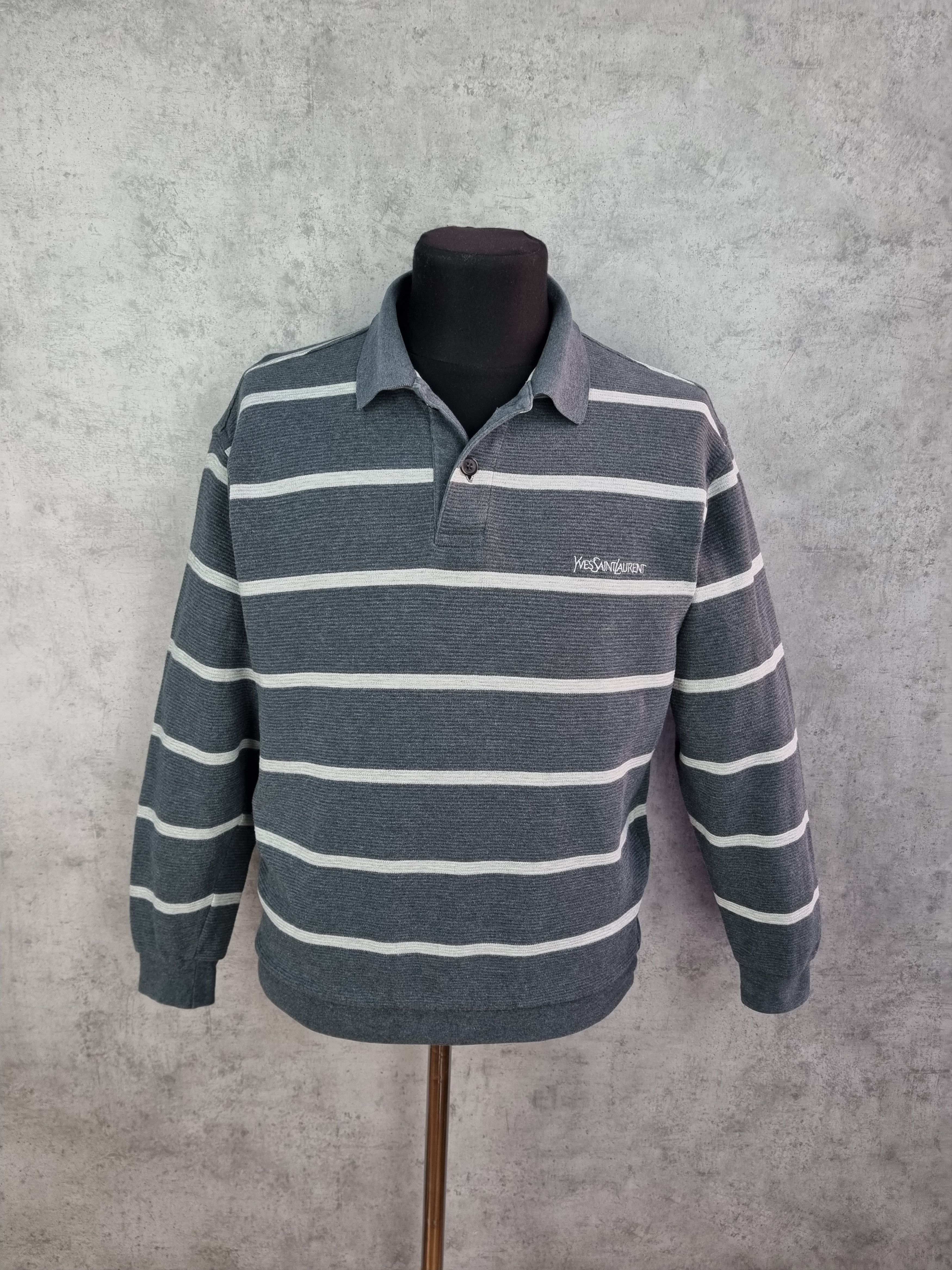 Vintage × Yves Saint Laurent 90s Yves Saint Laurent Pour Homme Striped Sweater Size US L / EU 52-54 / 3 - 2 Thumbnail
