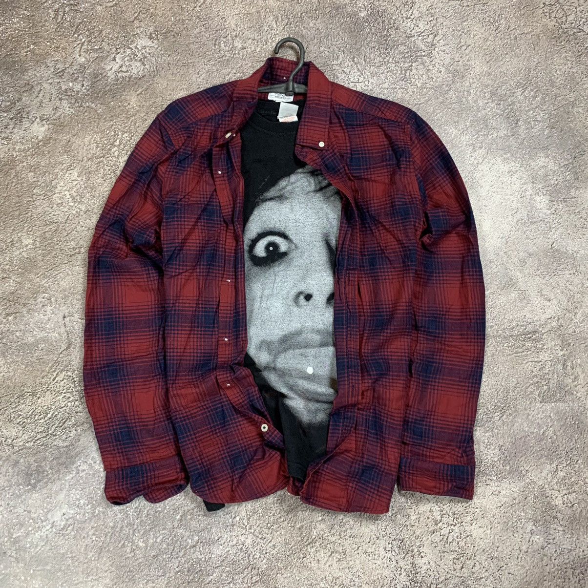 Vintage Vintage 90s Grunge Plaid Shirt Graphic Horror Y2K Baggy M Size US M / EU 48-50 / 2 - 1 Thumbnail