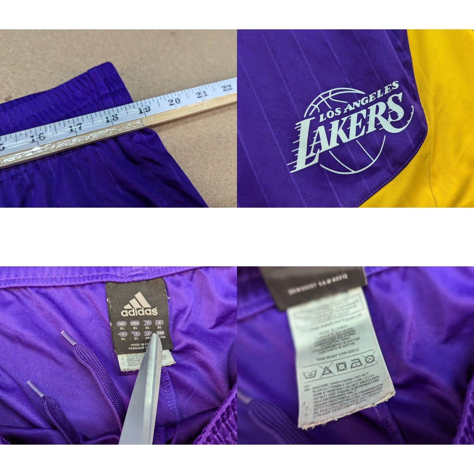 Adidas Adidas LA Lakers 2012 Mens Shorts XL Basketball Purple Yellow Adult Size US 38 / EU 54 - 8 Thumbnail