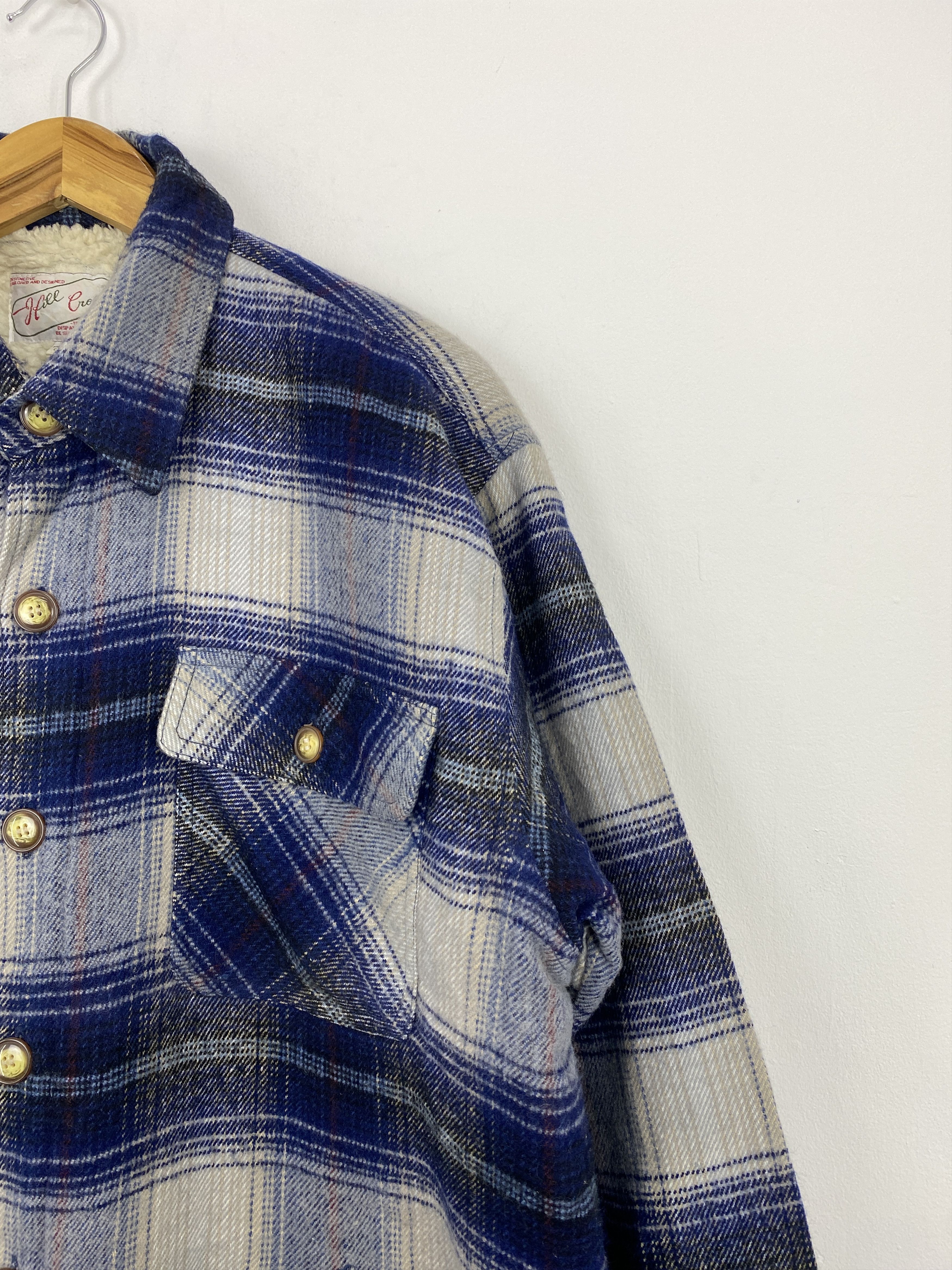 Vintage Vintage 80s Hill Crop Shadow Plaid Fleece Flannel J1845 Size US L / EU 52-54 / 3 - 7 Thumbnail