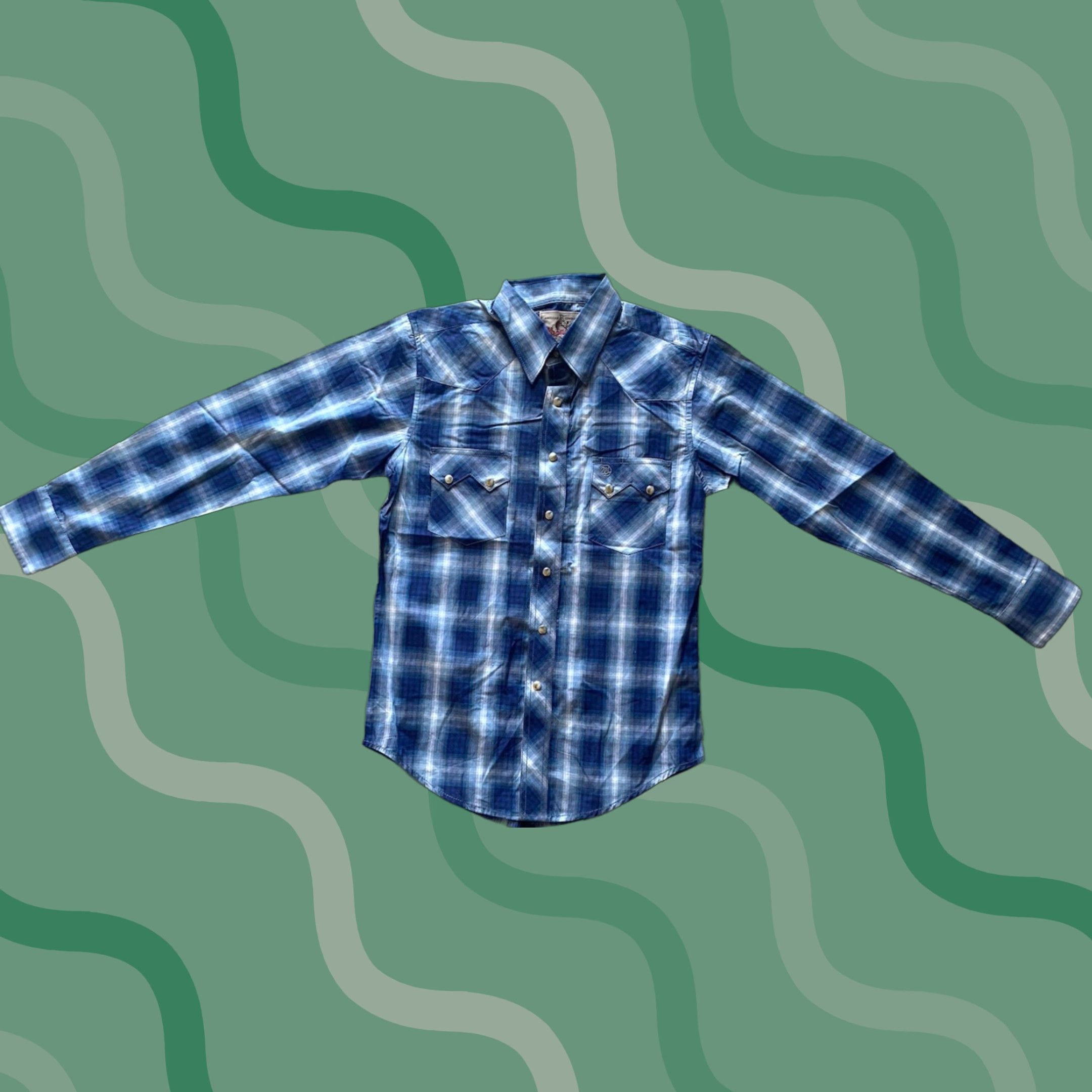 Wrangler Wrangler Shirt Western Plaid Snap Long Sleeve Blue S Men Regular Button-Up Shirt Size US S / EU 44-46 / 1 - 1 Thumbnail