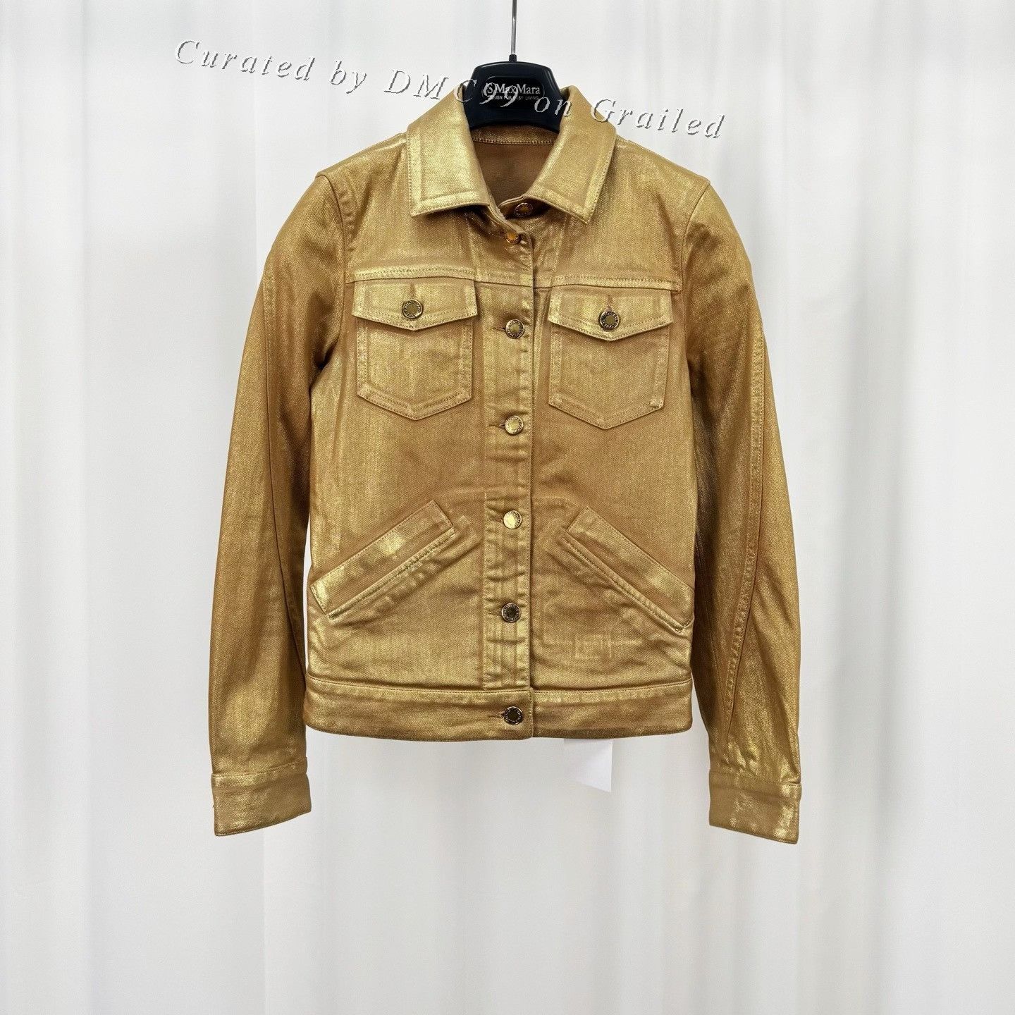Louis Vuitton Louis Vuitton Gold Glitter Denim Jacket Size XXS / US 00 / IT 34 - 1 Thumbnail