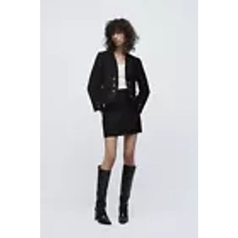 Zara Zara Black Tweed Double Breasted Open Blazer Jacket Size XS / US 0-2 / IT 36-38 - 1 Thumbnail
