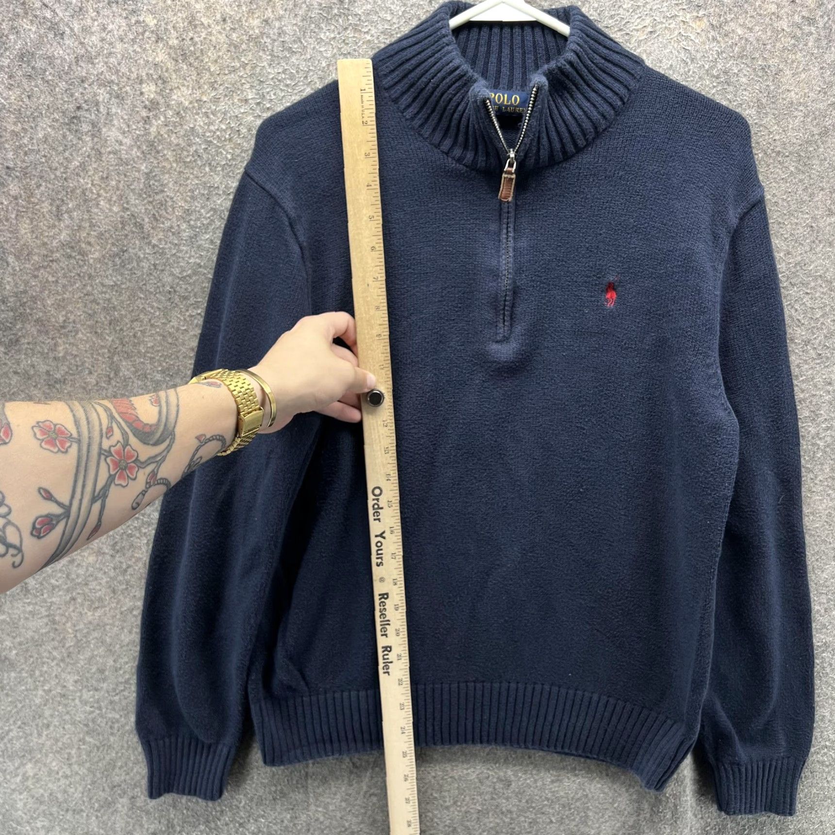 Polo Ralph Lauren VINTAGE Polo Ralph Lauren Pullover Sweater Mens M Blue 1/4 Zip Mock Neck Polo Pony Logo Navy Size US M / EU 48-50 / 2 - 7 Thumbnail