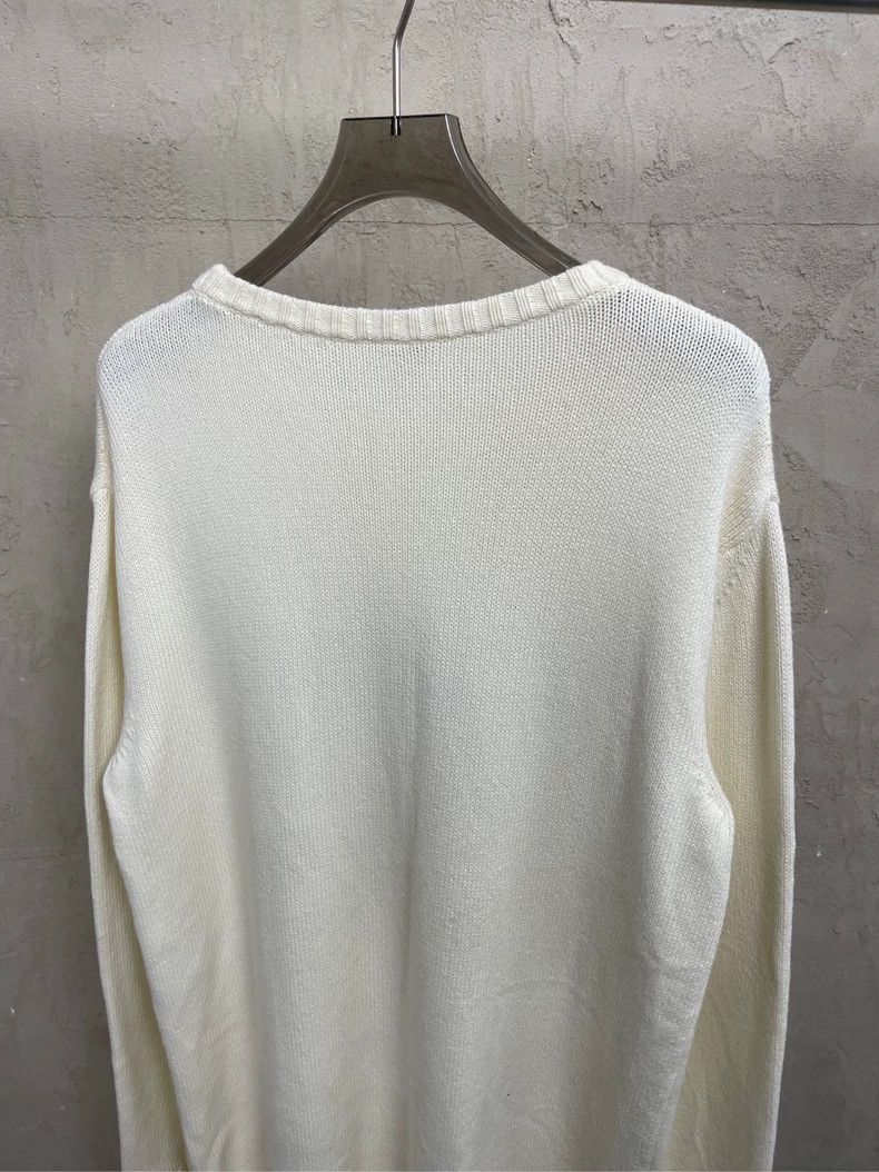 Loewe LOEWE White embroidered ribbon logo round neck sweater Size M / US 6-8 / IT 42-44 - 4 Thumbnail