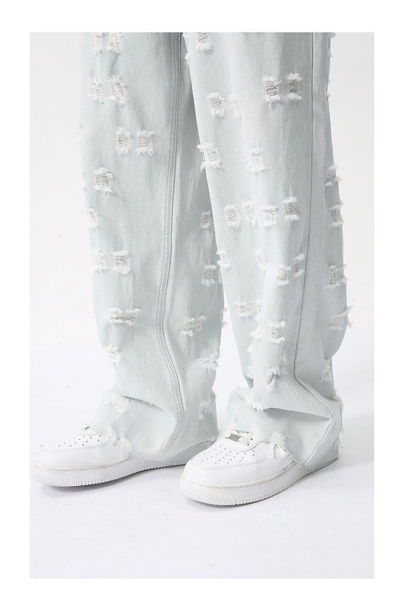 Japanese Brand Men's American-style ripped jacquard vintage jeans Size US 32 / EU 48 - 5 Thumbnail