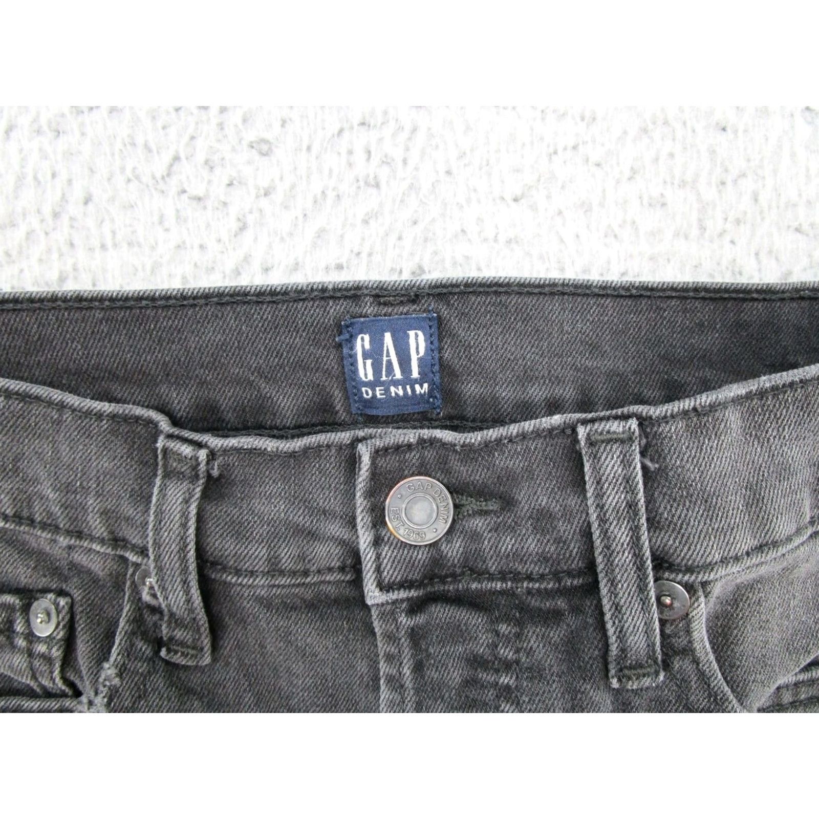 Gap VTG Gap Jeans Women's Black Denim Stretch Button Fly Straight 2/26 Size 2/26 Women’s Size 26" / US 2 / IT 38 - 2 Thumbnail