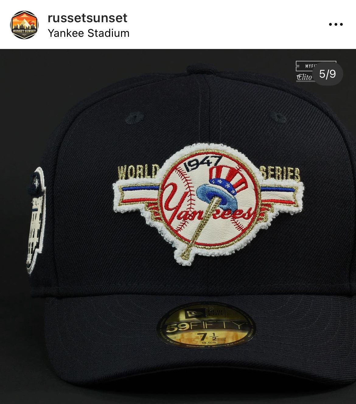 MyFitteds 7 3/8 NEW YORK YANKEES 1947 WORLD SERiES LEATHER PATCH Size ONE SIZE - 3 Thumbnail