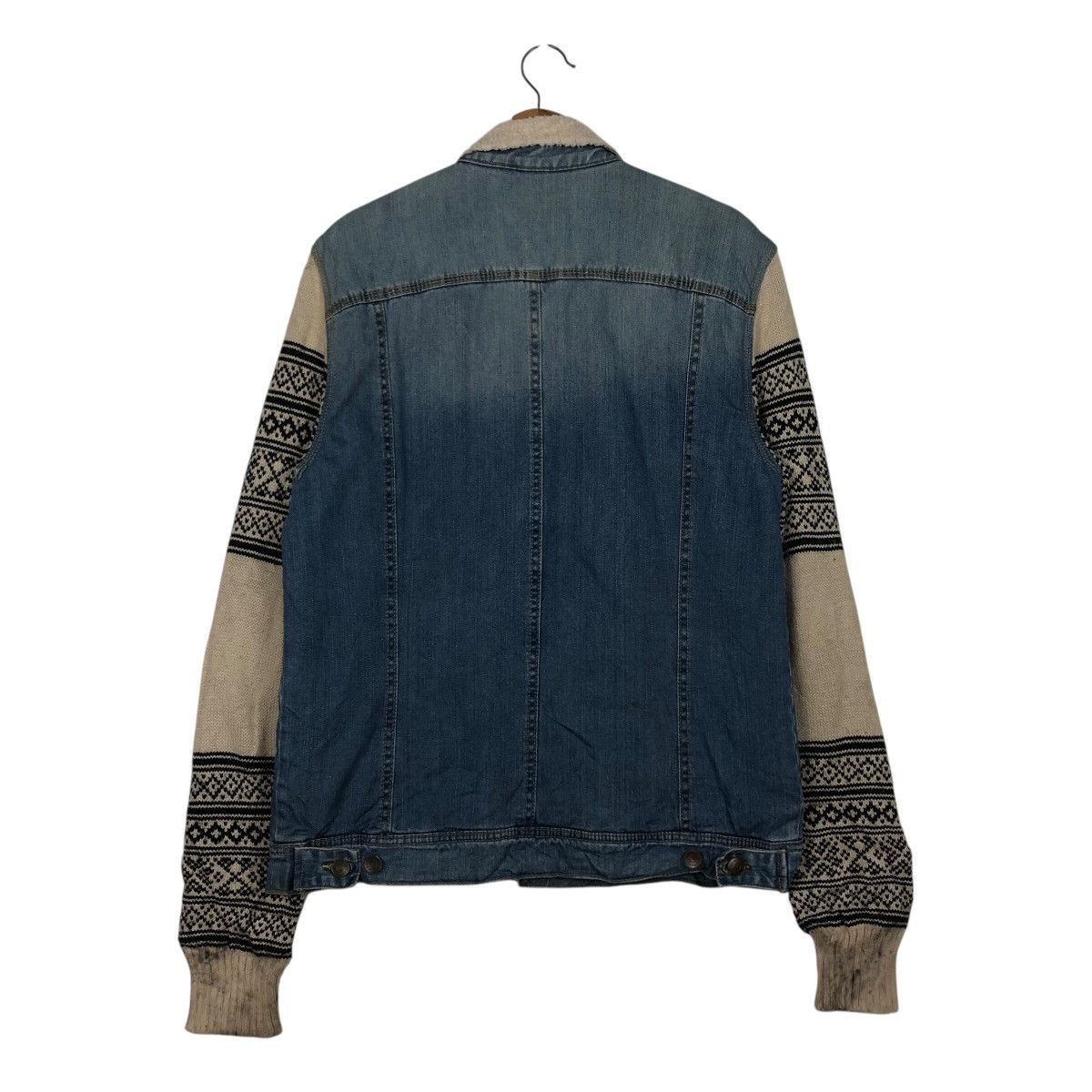 Japanese Brand 📌Denim Trucker Biker Jacket Bershka Knit Hand Issey Miyake Size US L / EU 52-54 / 3 - 9 Thumbnail