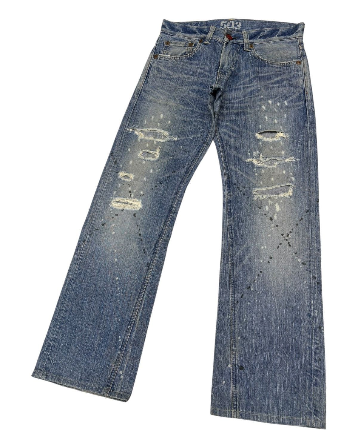 Kapital 🔥EDWIN 503 BLUE TRIP PAINTER DISTRESSED DENIM JEANS Size US 31 - 5 Thumbnail
