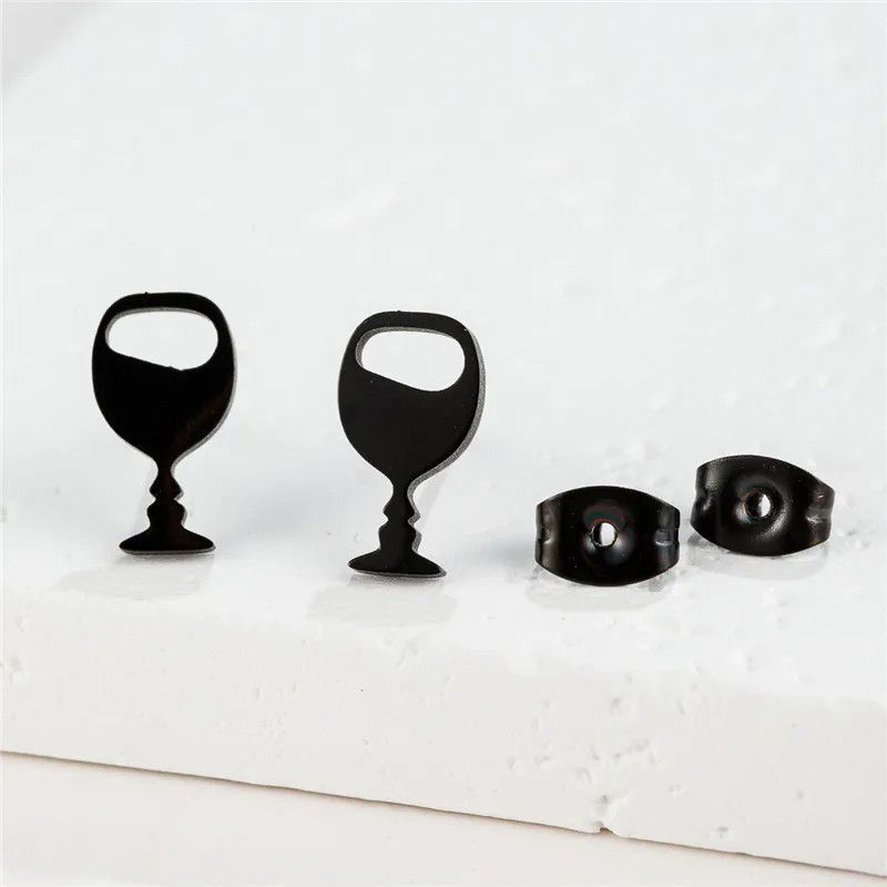 Jewelry Wine Glasses Mini Stud Earrings Charm Earring Gift Size ONE SIZE - 2 Thumbnail