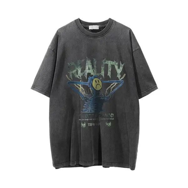 Japanese Brand x Aki Street retro skull print loose washed distressed tee Size US L / EU 52-54 / 3 - 1 Thumbnail