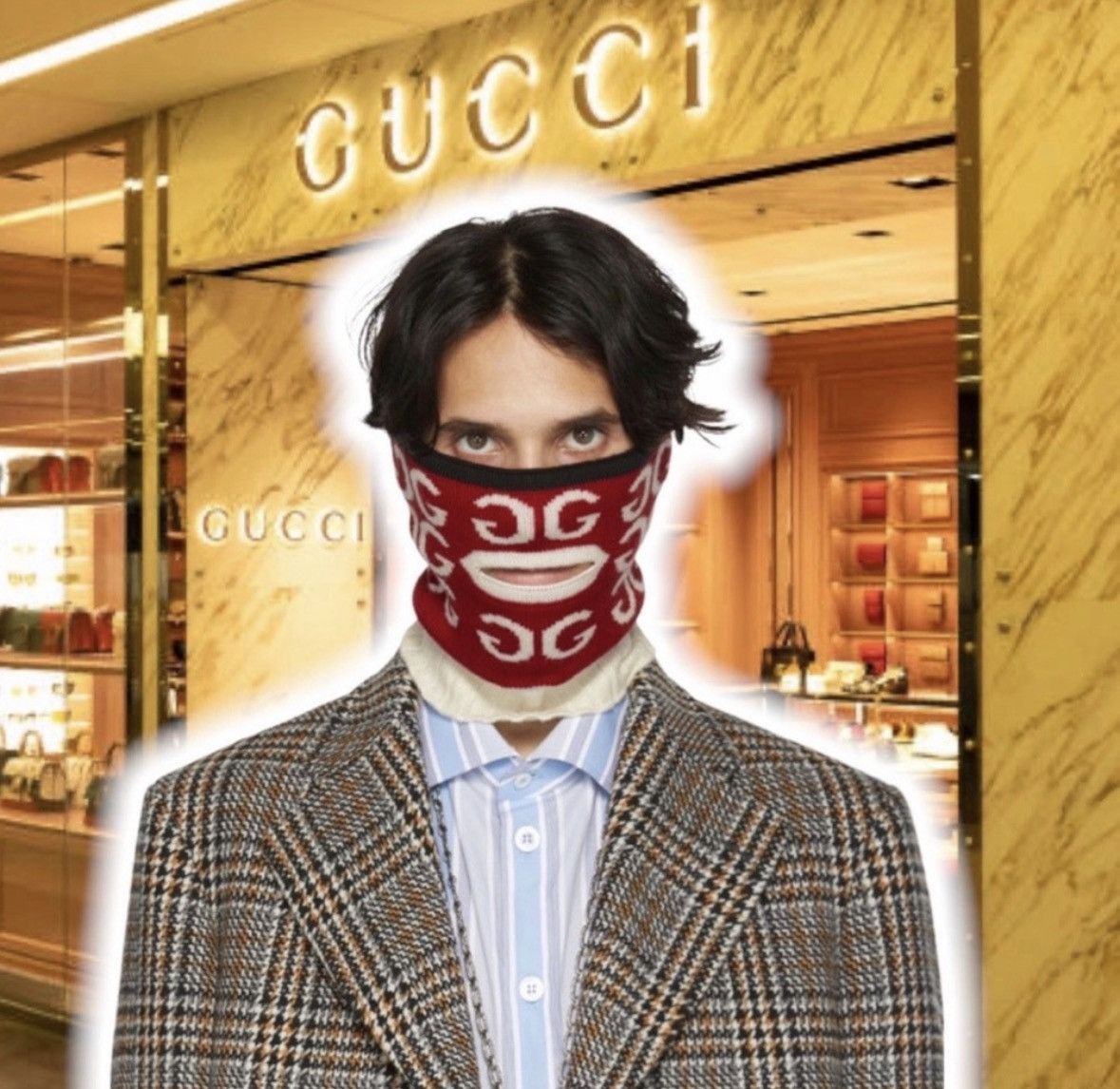 Gucci GuCCi Jacquard Mouth Opening 😲 Neck Warmer🧣 Size ONE SIZE - 3 Thumbnail