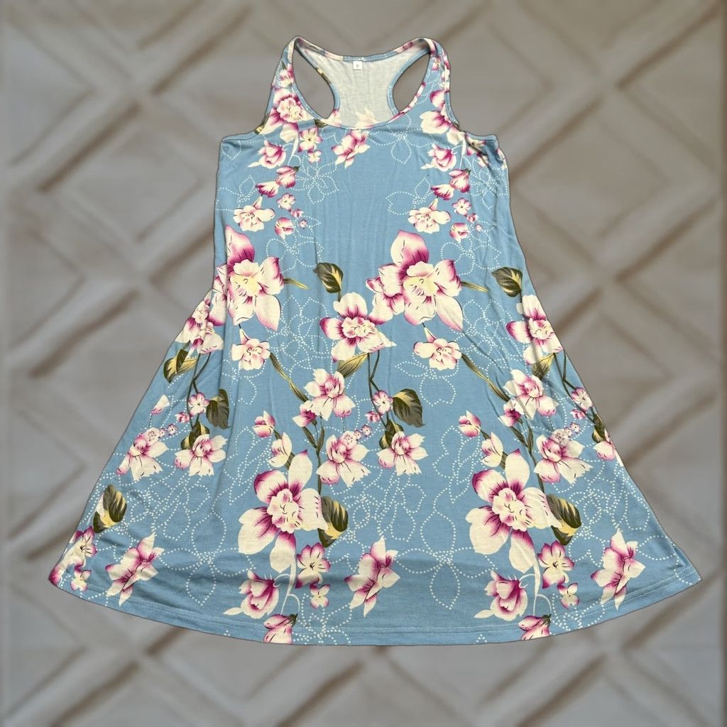 Vintage Unbranded Sundress Womens Small Blue Floral Halter Racerback Casual Summer Soft Size S / US 4 / IT 40 - 1 Thumbnail