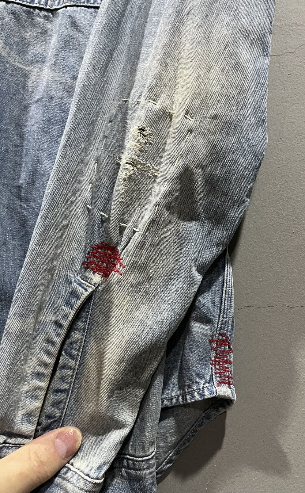 Sugar Cane Sugar Cane Patchwork Flannel Distressed Denim Shirt Size US S / EU 44-46 / 1 - 11 Thumbnail