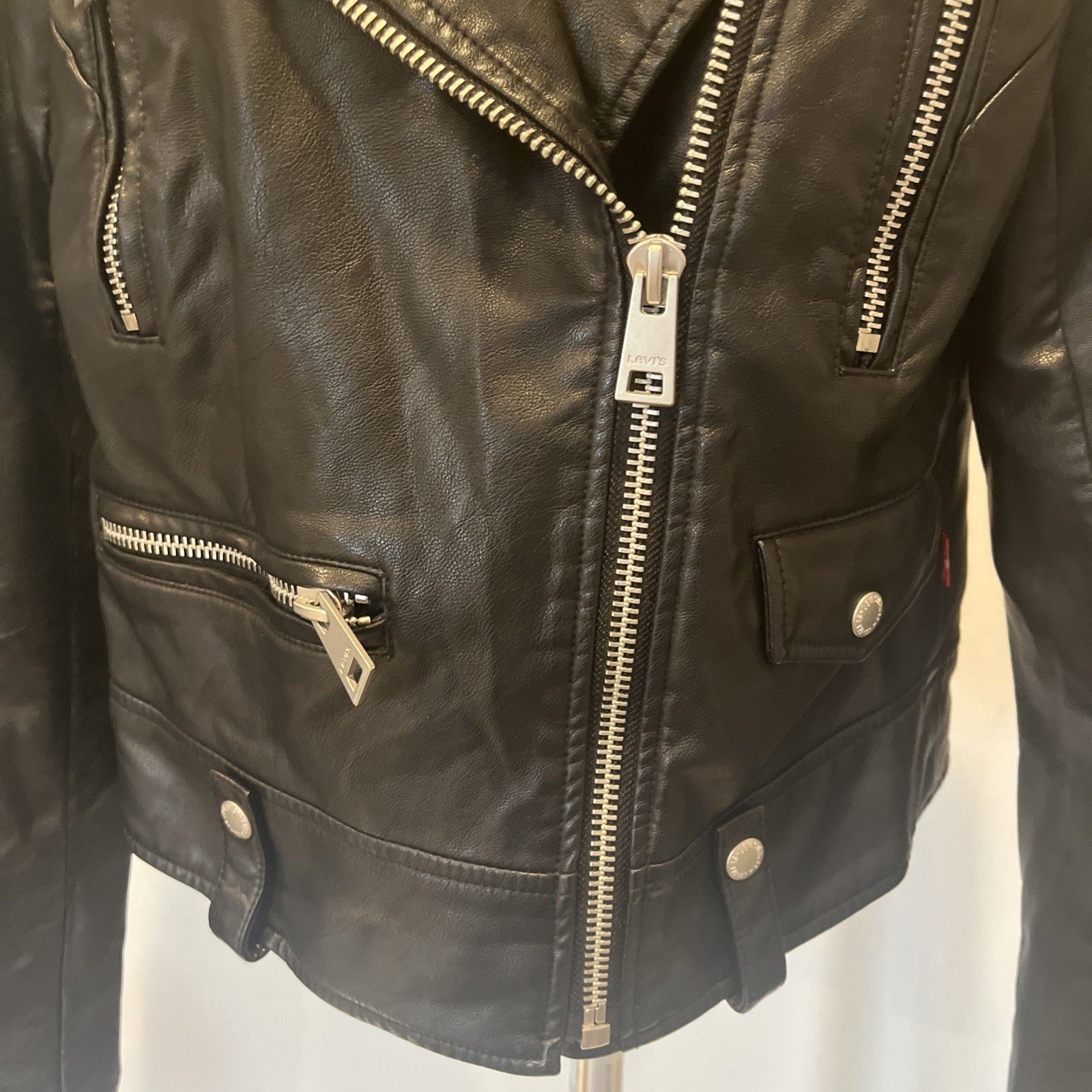 Levi's Levi's Faux Leather Asymmetrical Zip Motorcycle Moto Jacket Size S / US 4 / IT 40 - 8 Thumbnail
