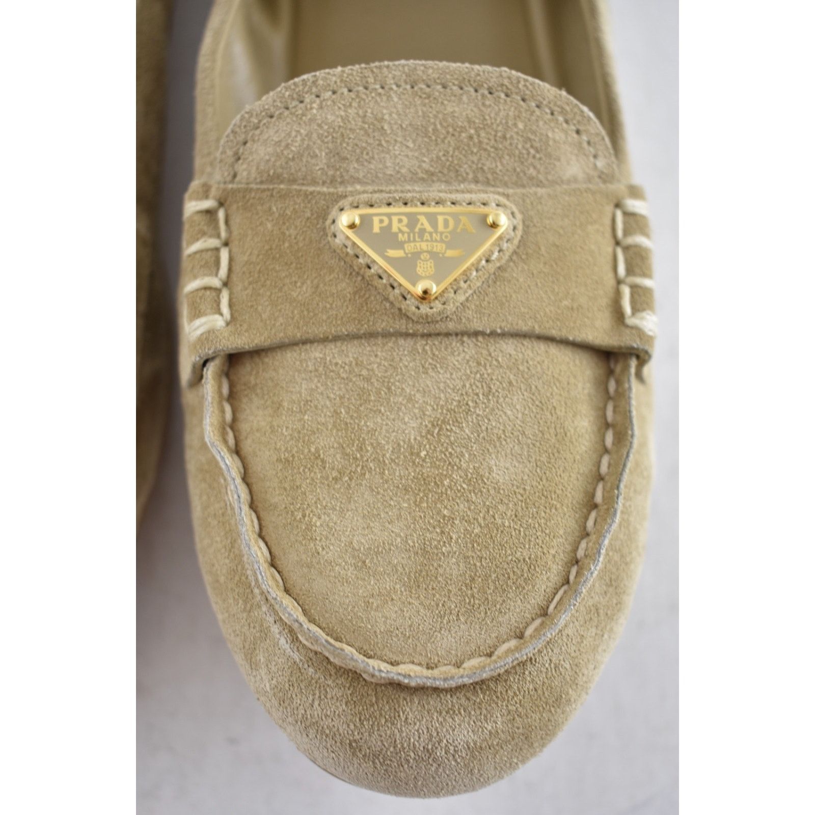 Prada Prada Ecru Beige Suede Logo Scrunch Loafer Flat 38 Size US 8 / IT 38 - 13 Thumbnail