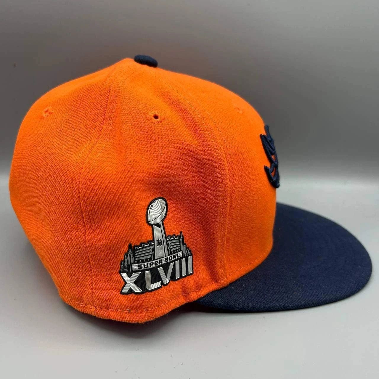 New Era Denver Broncos Hat Men 7 3/8 Orange Navy Embroidered Fitted Size ONE SIZE - 6 Thumbnail
