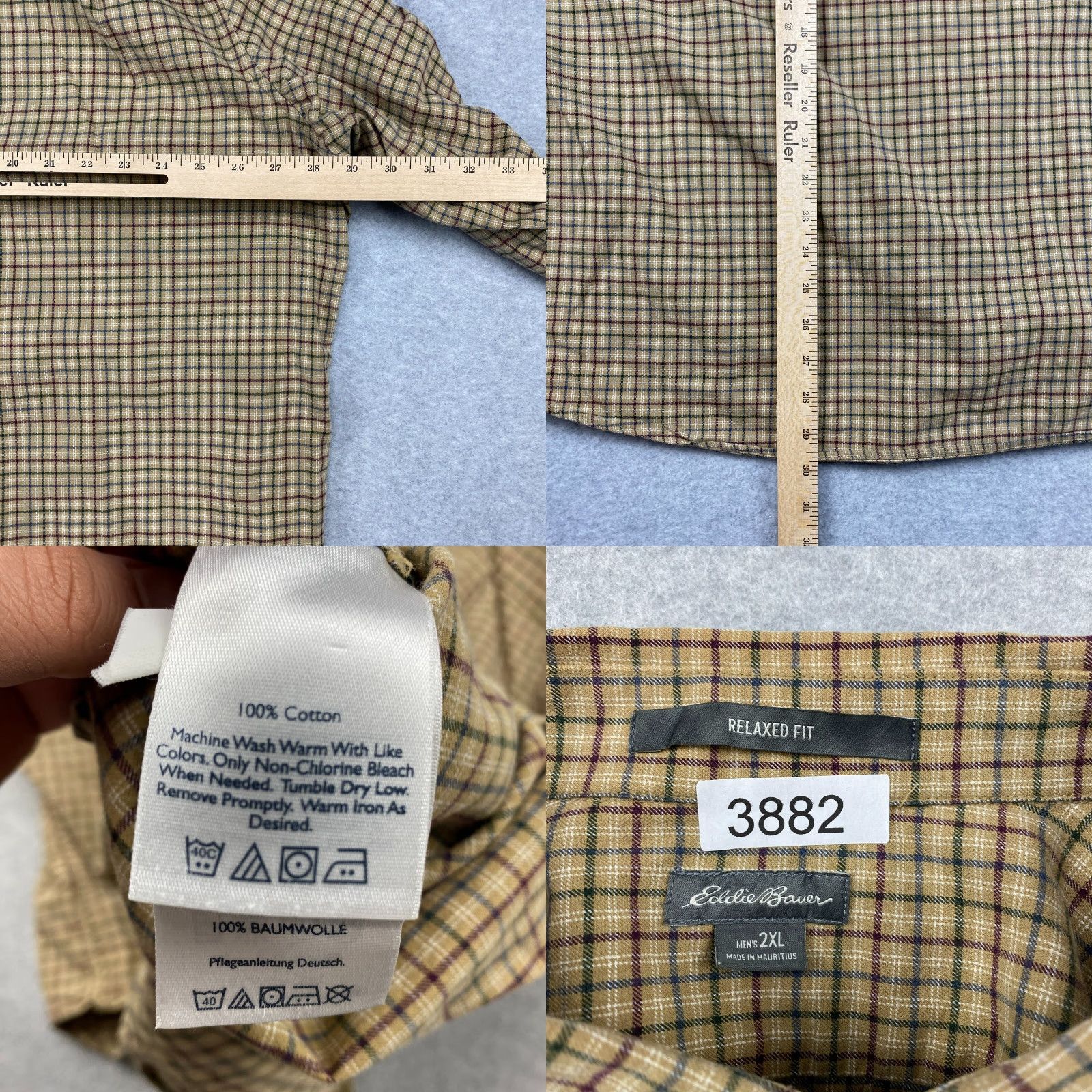 Eddie Bauer VINTAGE? Eddie Bauer Button-Down Flannel Shirt Mens 2XL Beige Check Relaxed Long Sleeve Size US XXL / EU 58 / 5 - 8 Thumbnail