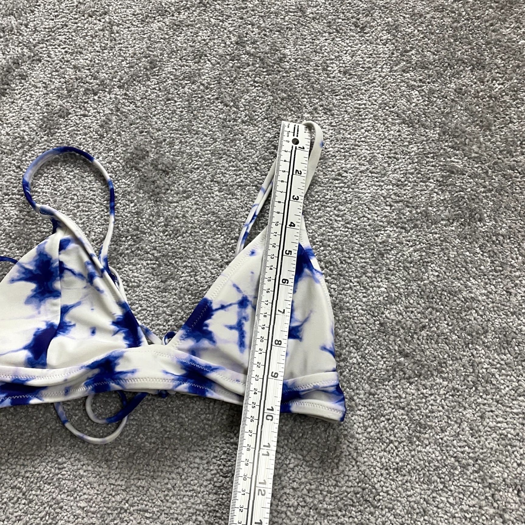 Triangl Vintage Unbranded Women's Bikini Top Large Blue White Tie Dye Spaghetti Strap Beachwear Size L / US 10 / IT 46 - 5 Thumbnail