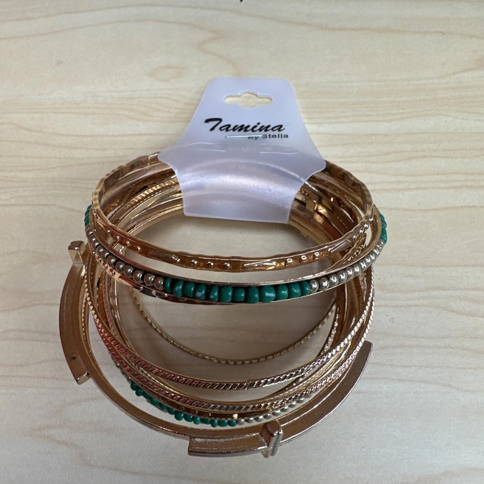 Stella McCartney Tamina By Stella Gold Green 13 Piece Bangle Bracelet Set New Size ONE SIZE - 2 Thumbnail
