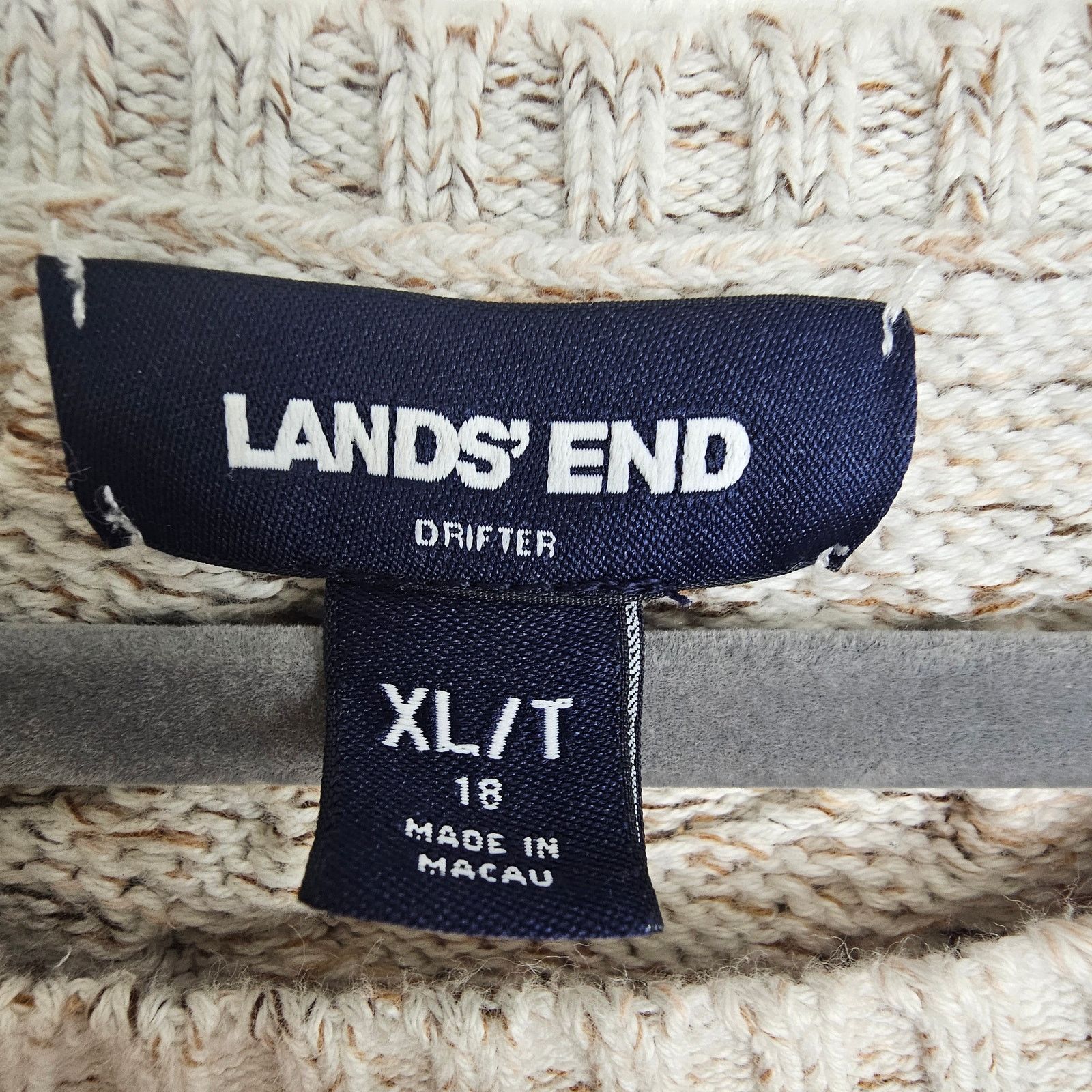 Lands' End Lands End Womens Drifter Chunky Knit Fisherman Sweater XLT Size XL / US 12-14 / IT 48-50 - 6 Thumbnail