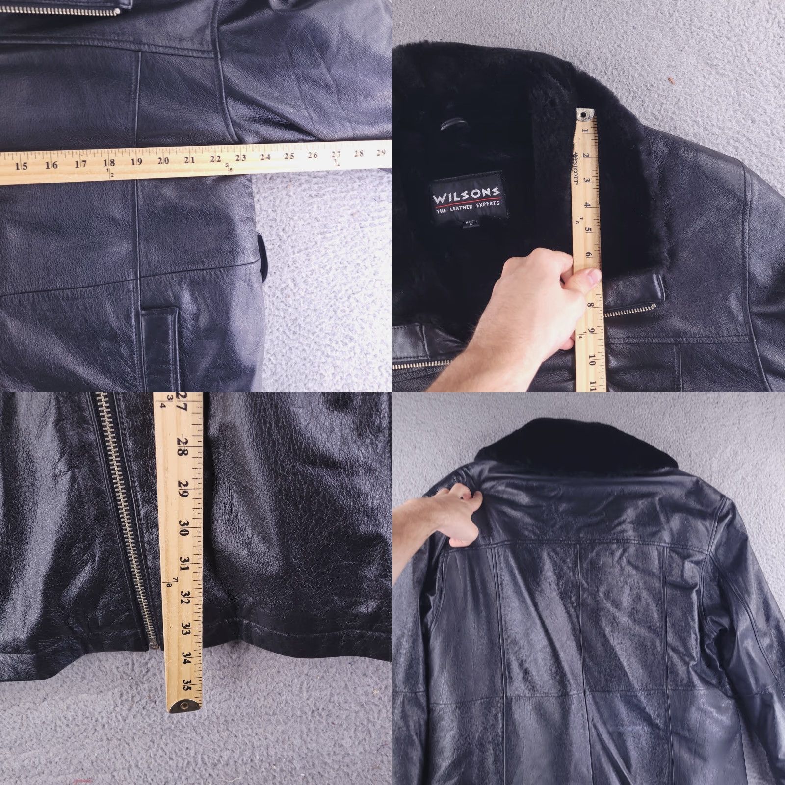 Vintage Wilsons Leather Jacket Mens L Black Faux Fur Warm Overcoat Zip Size US L / EU 52-54 / 3 - 8 Thumbnail
