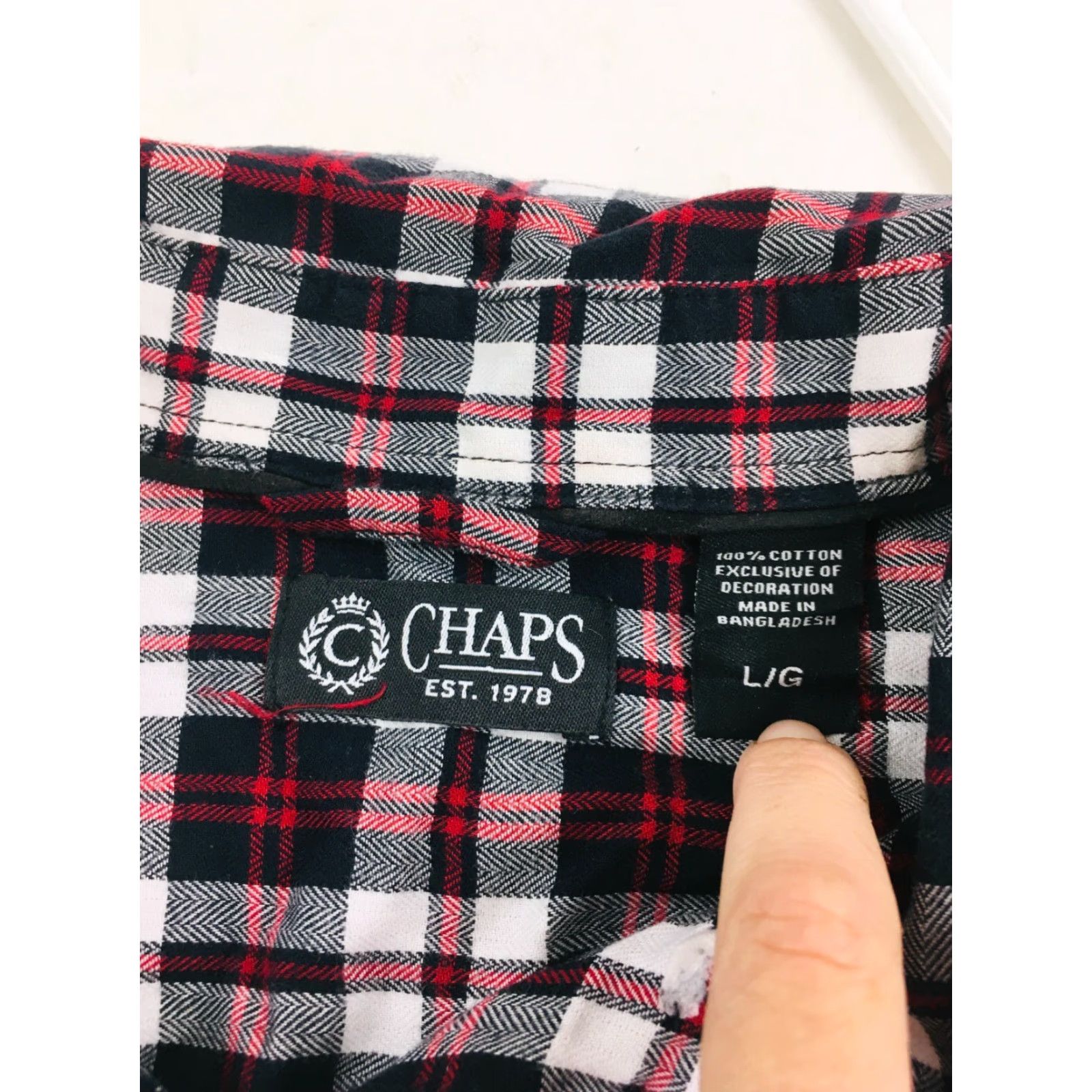 Chaps Chaps Shirt Men's Casual Button Up Long Sleeve Check Plaid Cotton Size L Size US L / EU 52-54 / 3 - 7 Thumbnail