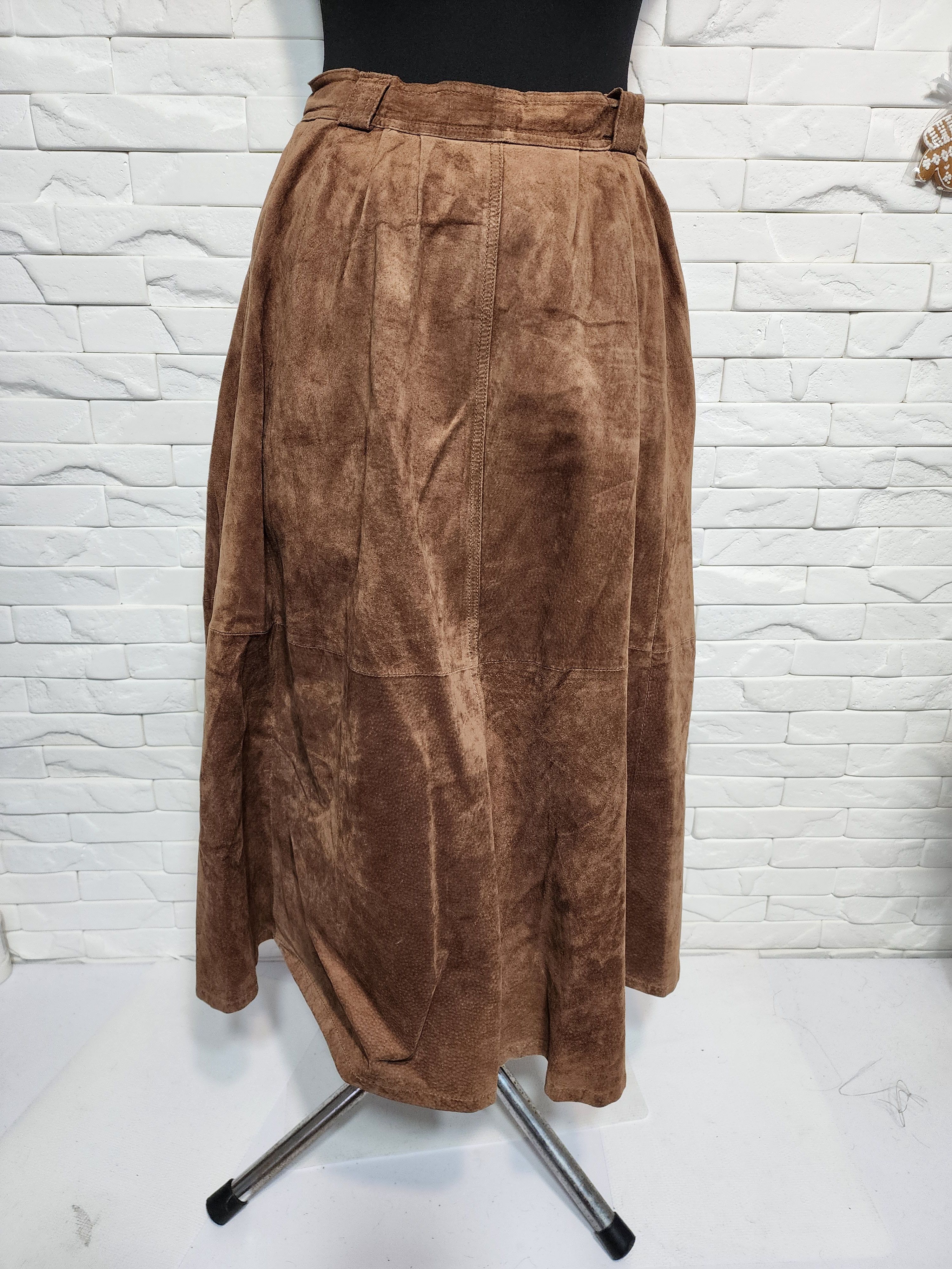 Other Brown Flared Leather Skirt with Pockets. Size 32" / US 10 / IT 46 - 4 Thumbnail