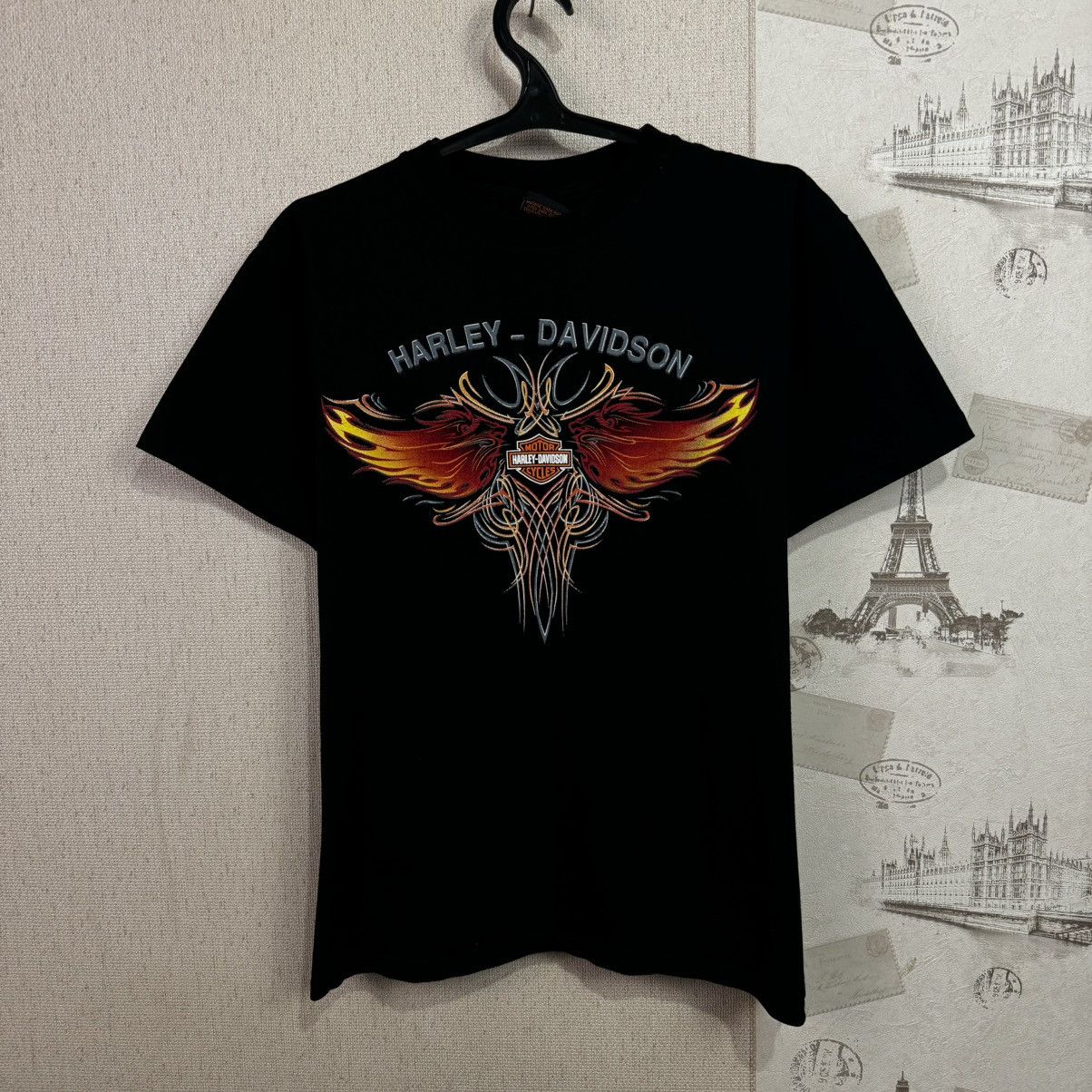 Harley Davidson × Vintage Vintage Harley Davidson T shirt Fire Wings USA Biker L Size US L / EU 52-54 / 3 - 9 Thumbnail
