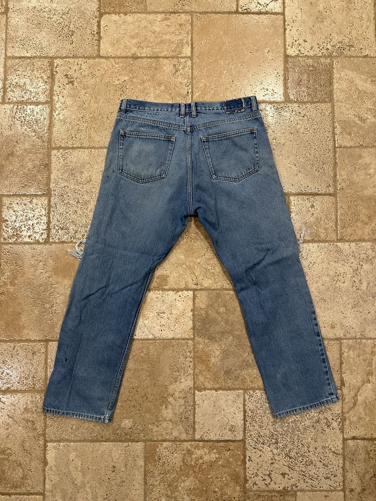 Architect × Vintage Vintage Architect Distressed Stone Paint Denim Blue Jeans Size US 36 / EU 52 - 6 Thumbnail