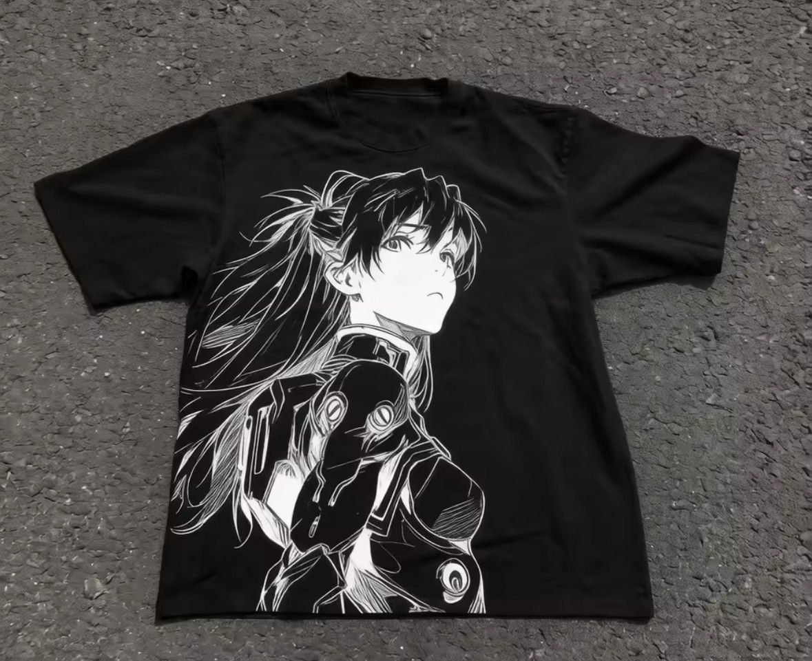 Japanese Brand Street Y2K Classic Punk Evangelion Asuka Comic Style T-Shirt Size US M / EU 48-50 / 2 - 1 Thumbnail