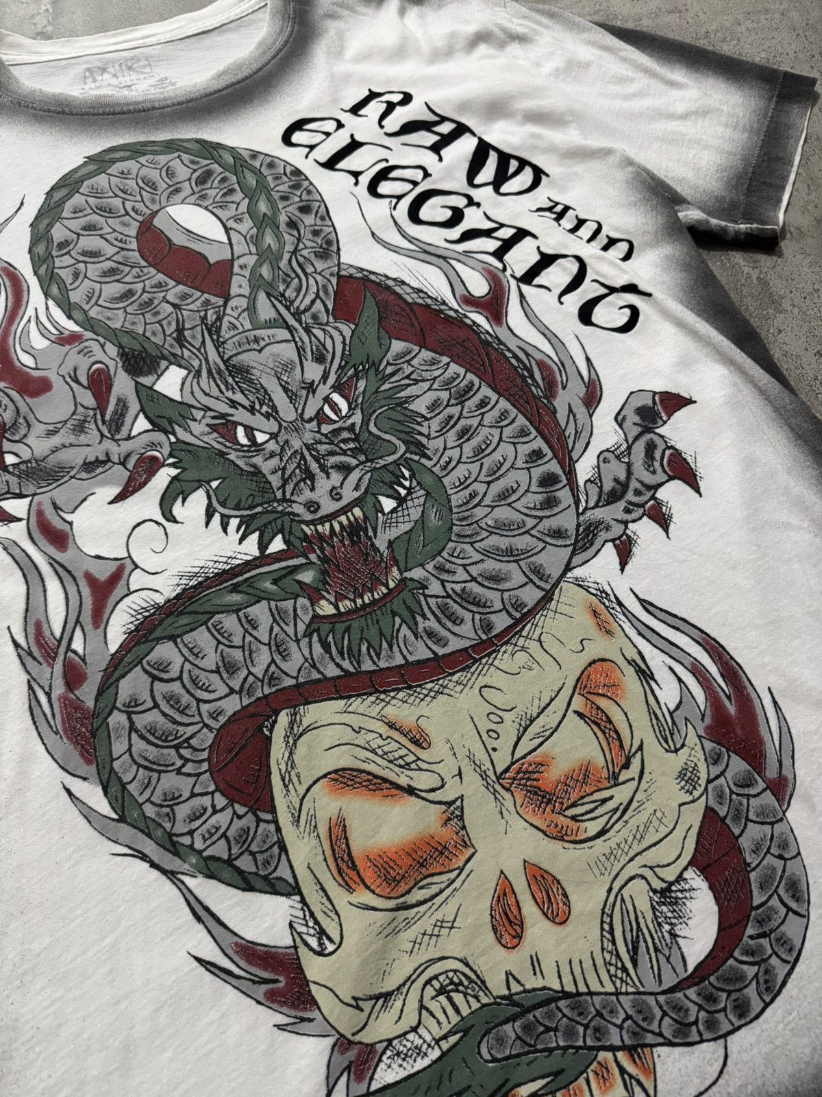 Japanese Brand 2000s ANIKI USA SUKAJAN DRAGON SKULL TEE Size US L / EU 52-54 / 3 - 5 Thumbnail