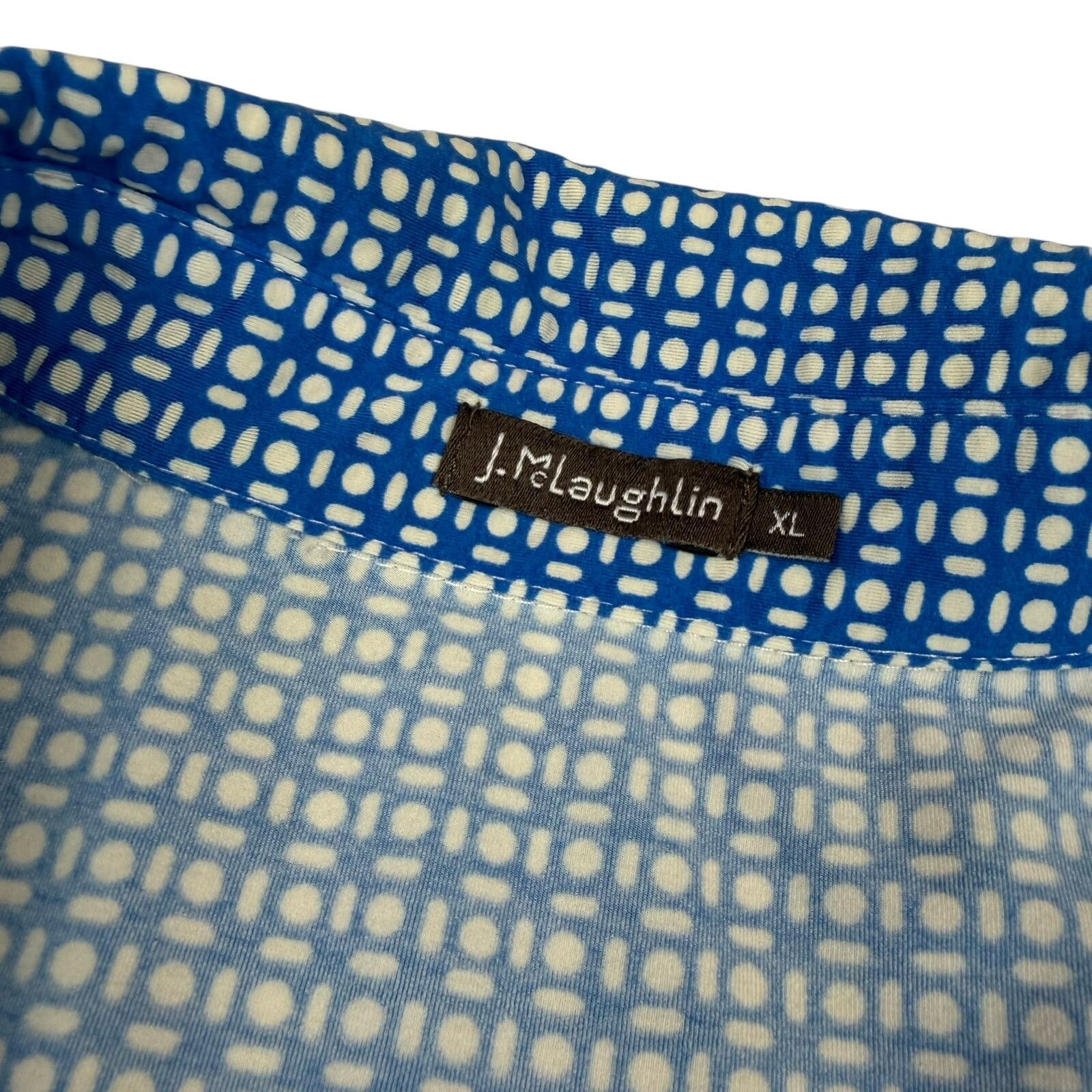 J.McLaughlin J. McLaughlin XL Blue Geometric Print Button Down Shirt Size XL / US 12-14 / IT 48-50 - 3 Thumbnail