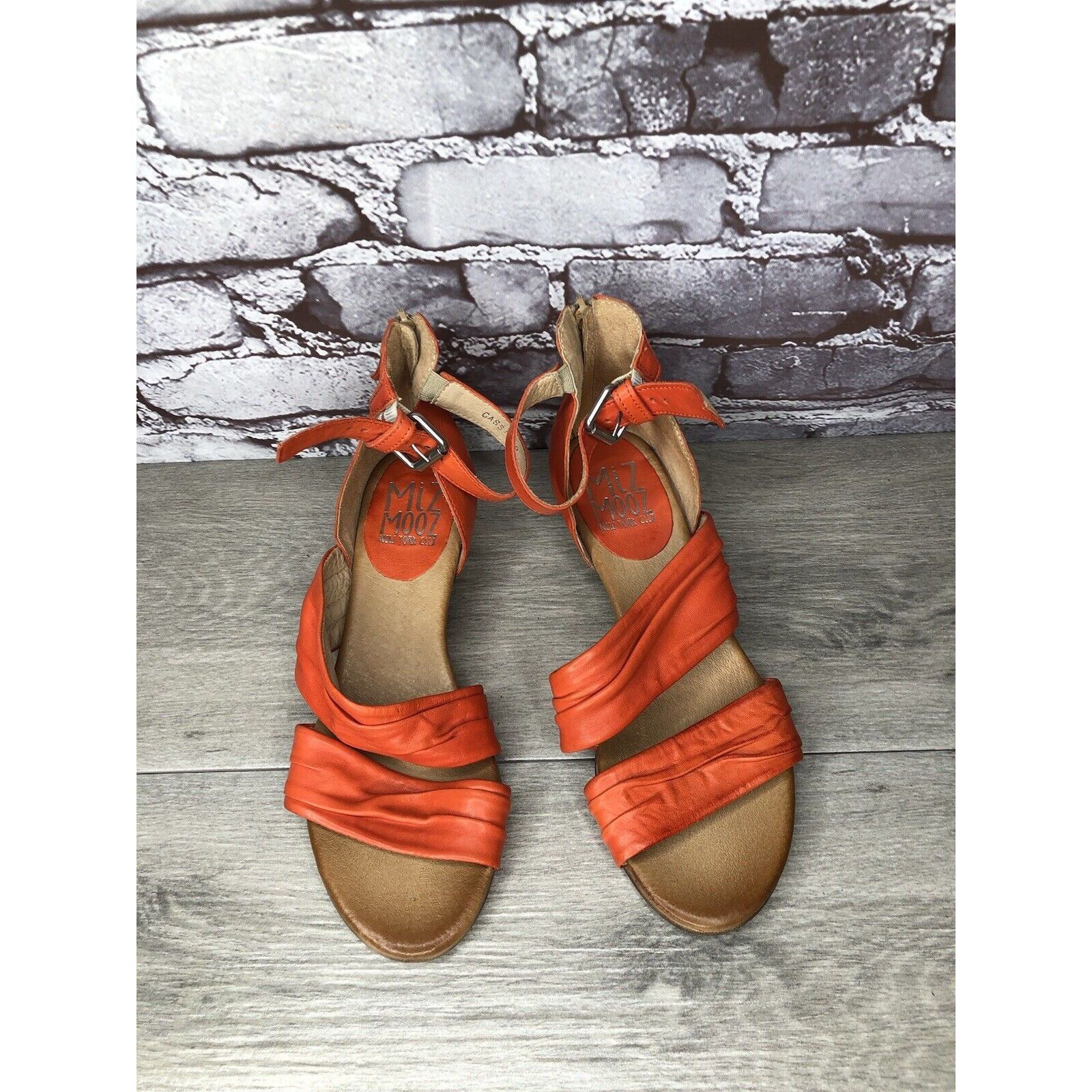 Other Miz Mooz Cassie Orange Leather Ankle Strap Heeled Sandals Wo Size US 8.5 / IT 38.5 - 12 Thumbnail